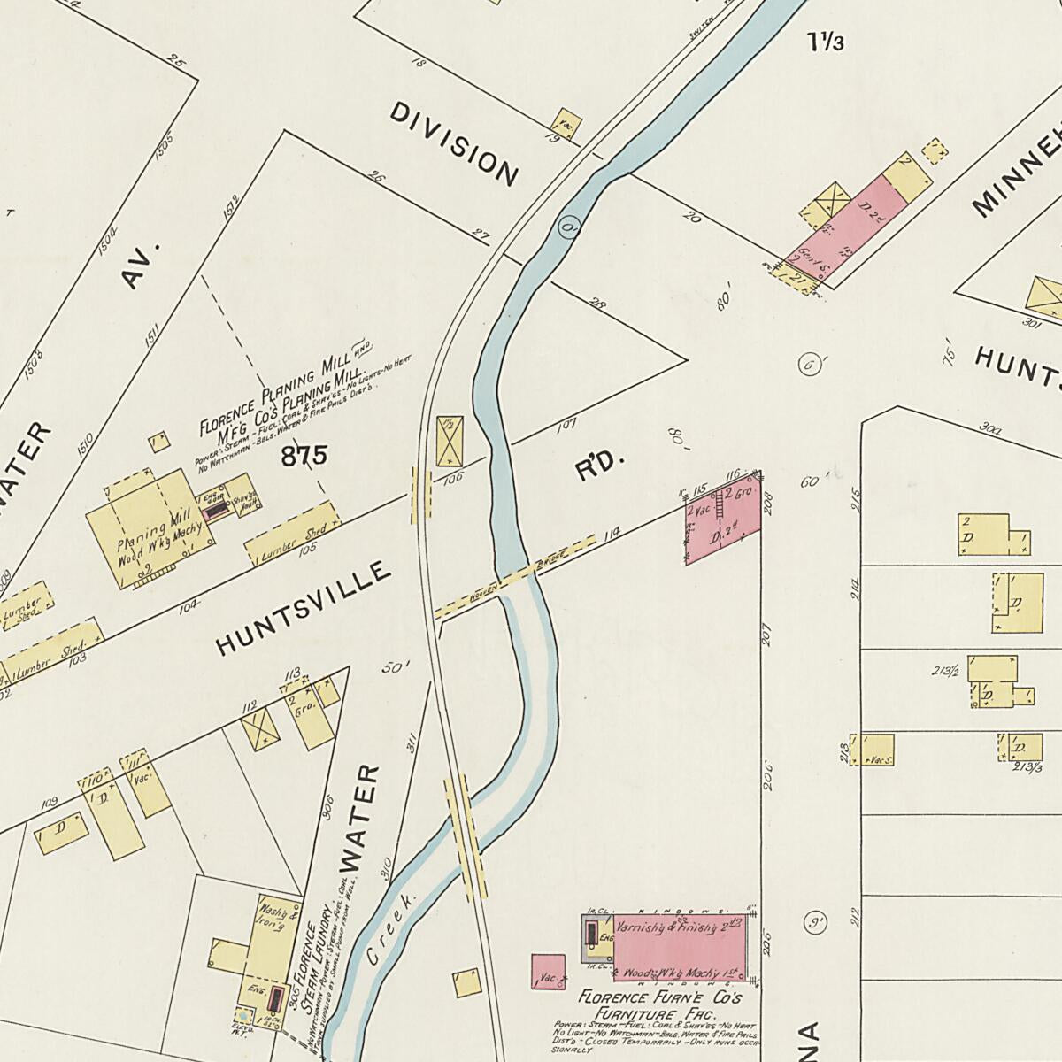This old map of Florence, Lauderdale County, Alabama was created by Sanborn Map Company in 1894