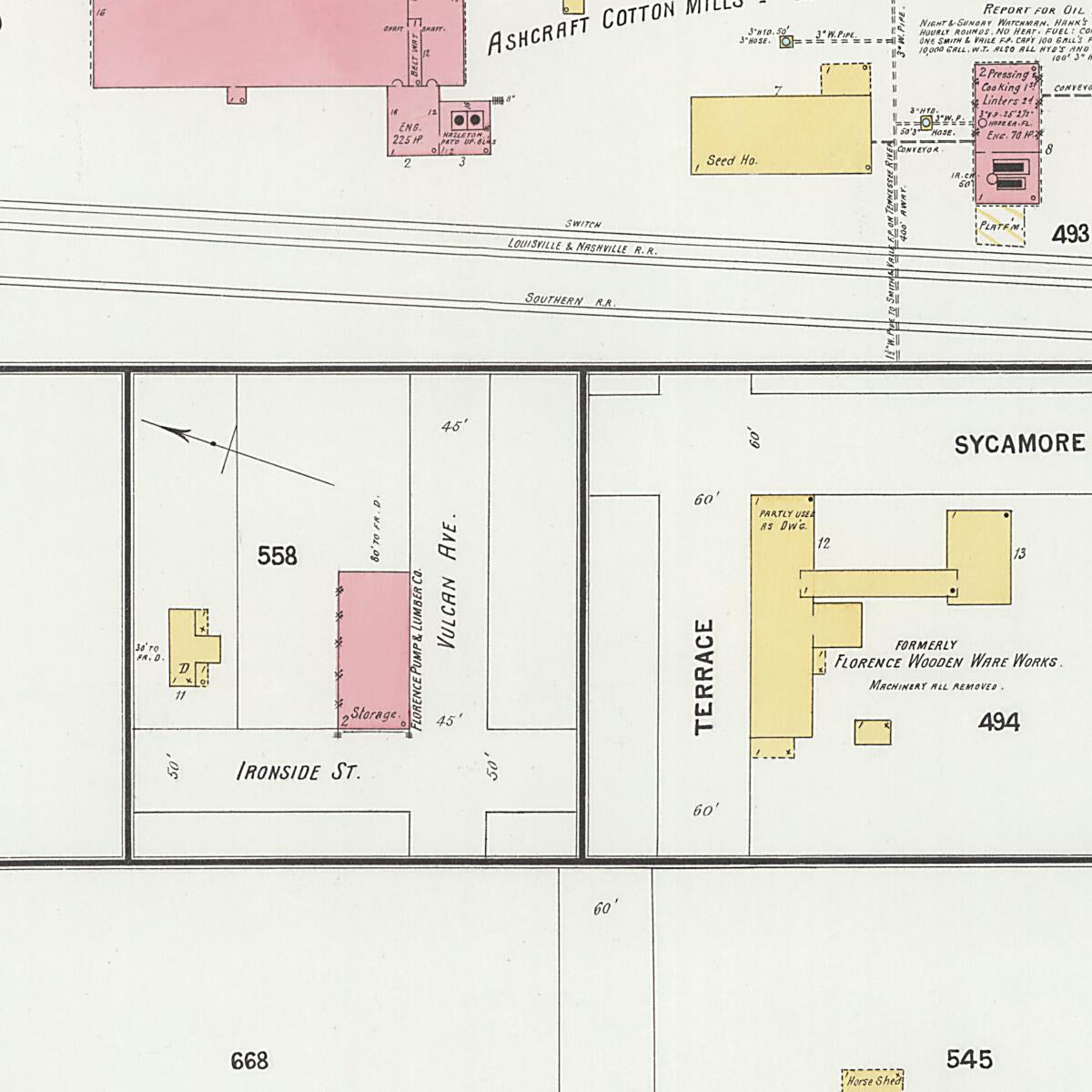 This old map of Florence, Lauderdale County, Alabama was created by Sanborn Map Company in 1899