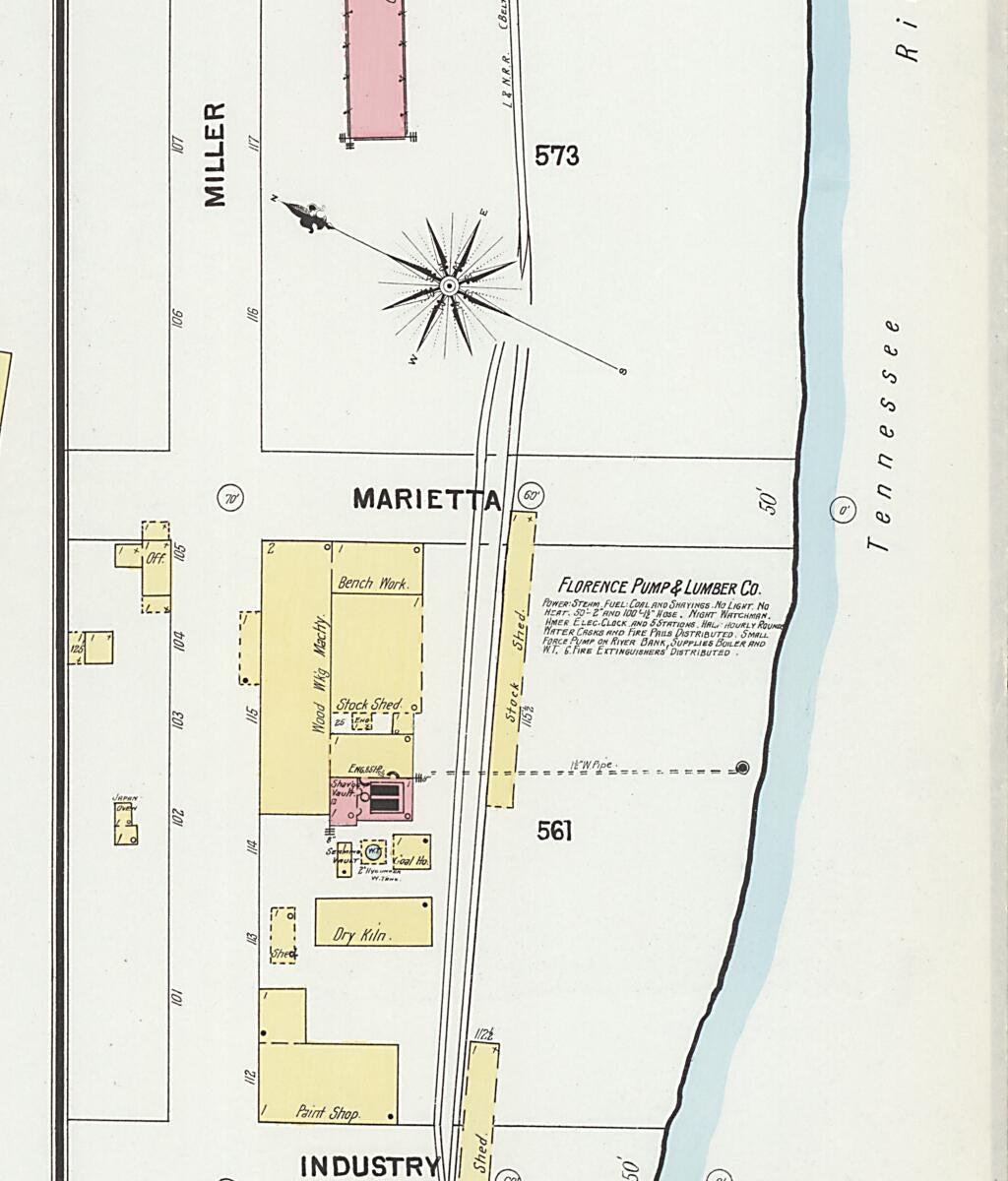 This old map of Florence, Lauderdale County, Alabama was created by Sanborn Map Company in 1899