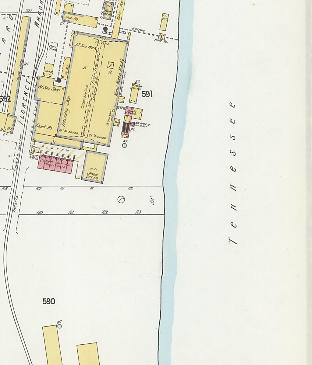 This old map of Florence, Lauderdale County, Alabama was created by Sanborn Map Company in 1899