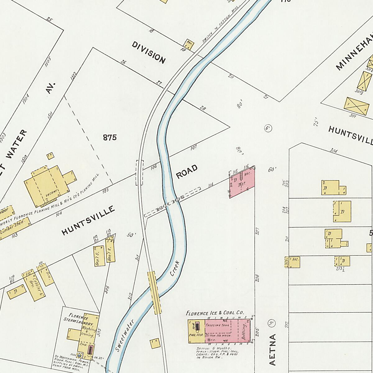 This old map of Florence, Lauderdale County, Alabama was created by Sanborn Map Company in 1905