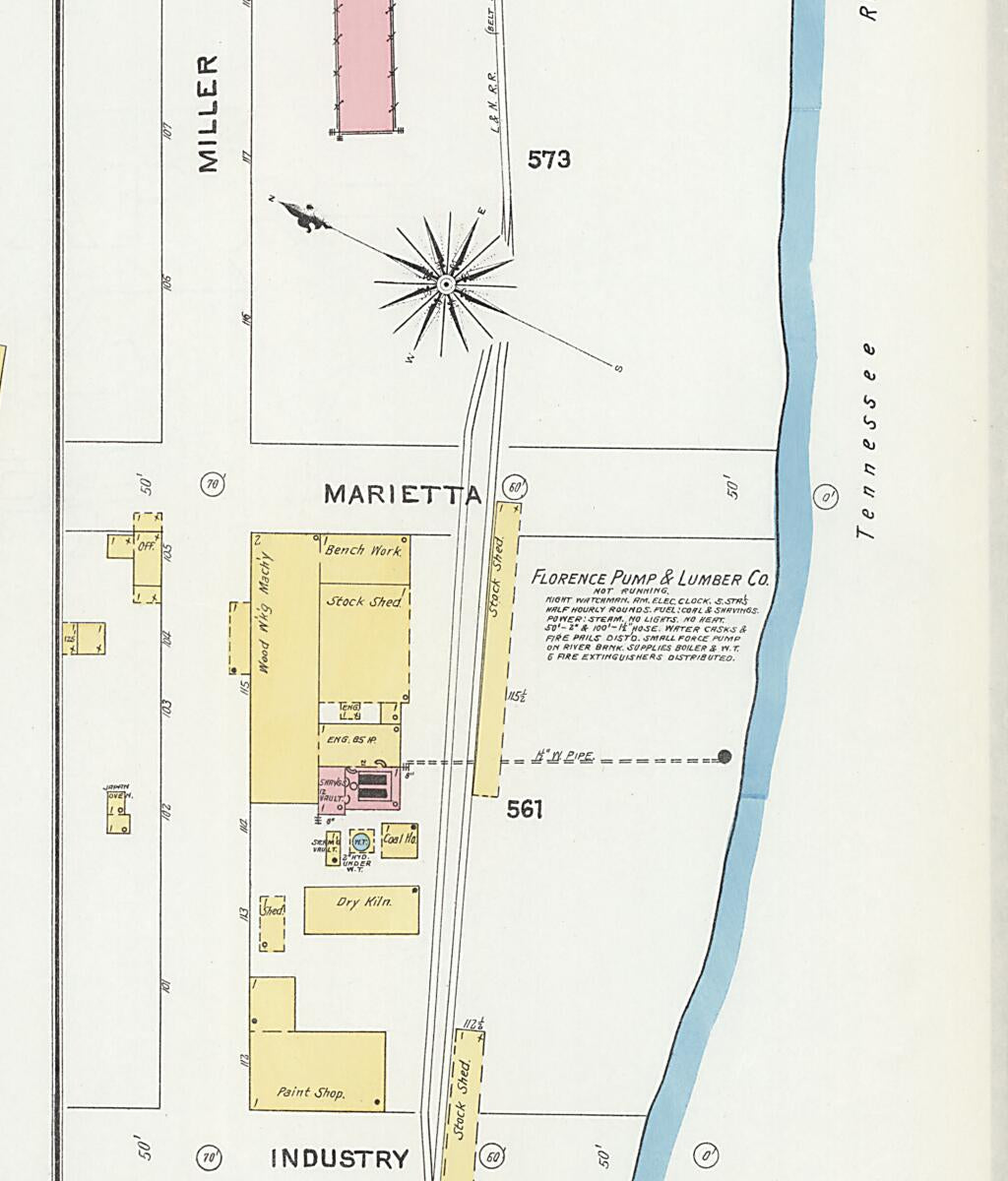 This old map of Florence, Lauderdale County, Alabama was created by Sanborn Map Company in 1905