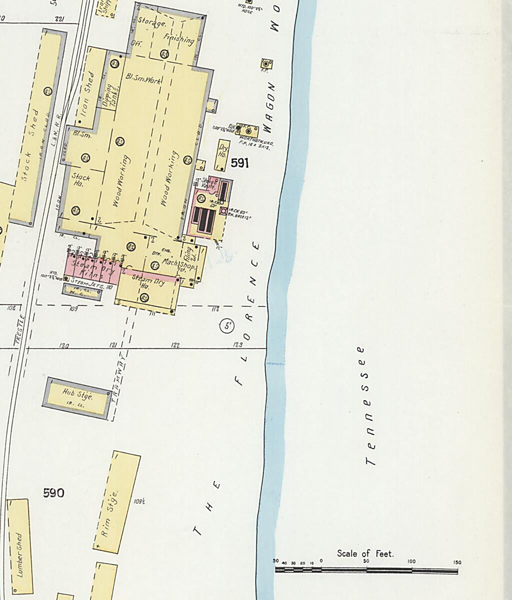 This old map of Florence, Lauderdale County, Alabama was created by Sanborn Map Company in 1905
