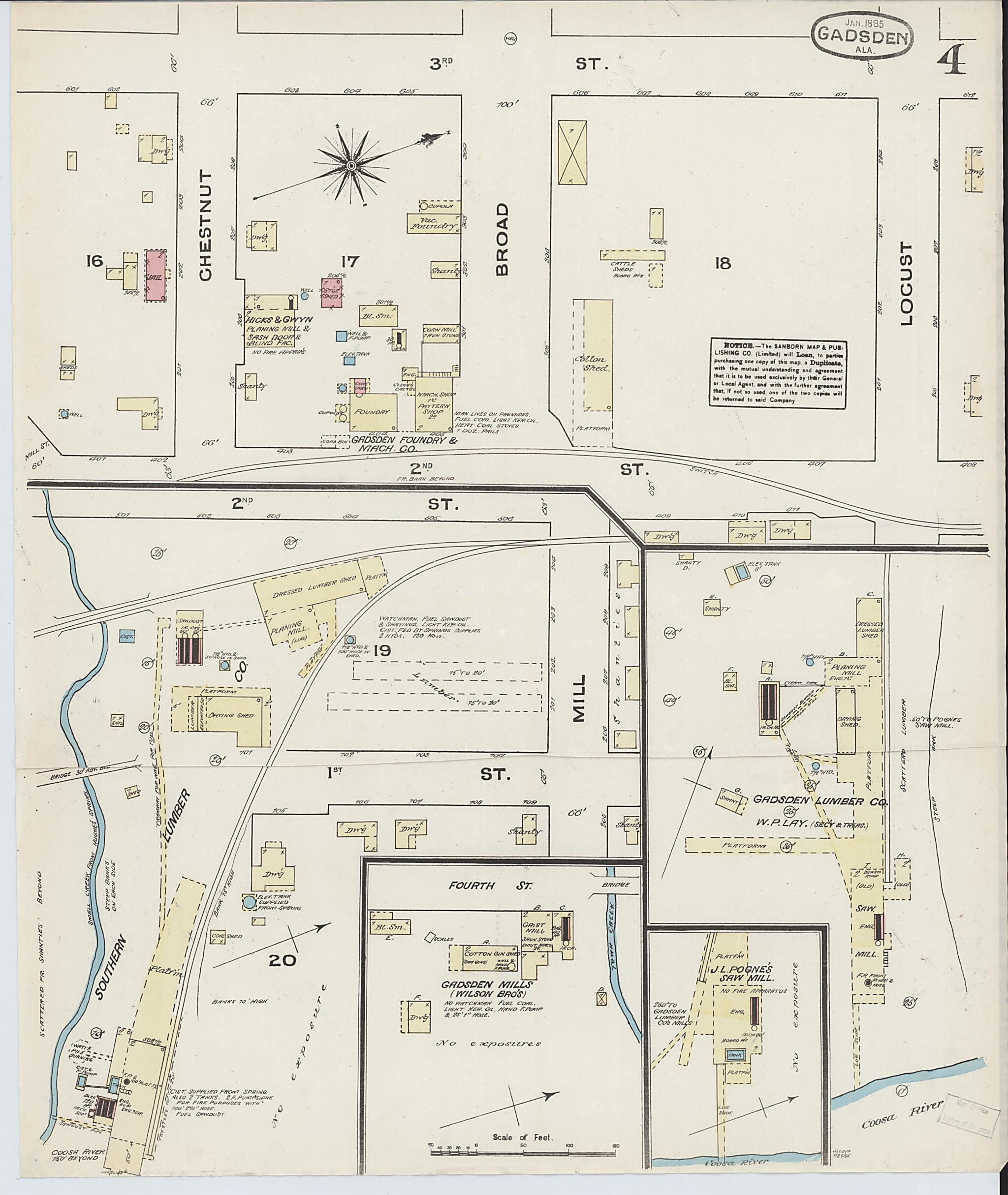 Gadsden, Etowah County, Alabama 1885 (Sheet 4 of 5) by Relic Map Company