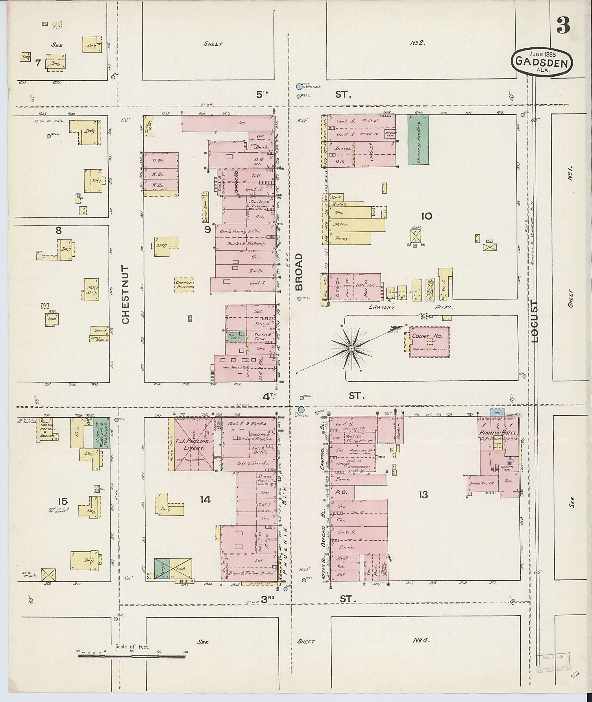 Gadsden, Etowah County, Alabama 1888 (Sheet 3 of 6) by Relic Map Company