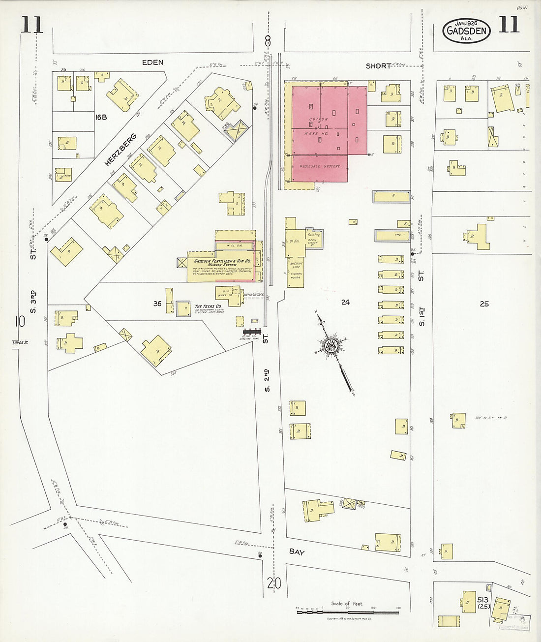 This old map of Gadsden, Etowah County, Alabama was created by Sanborn Map Company in 1926
