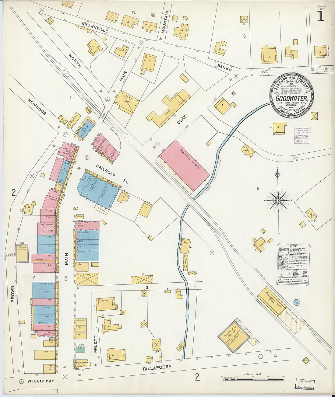 This old map of Goodwater, Coosa County, Alabama was created by Sanborn Map Company in 1904