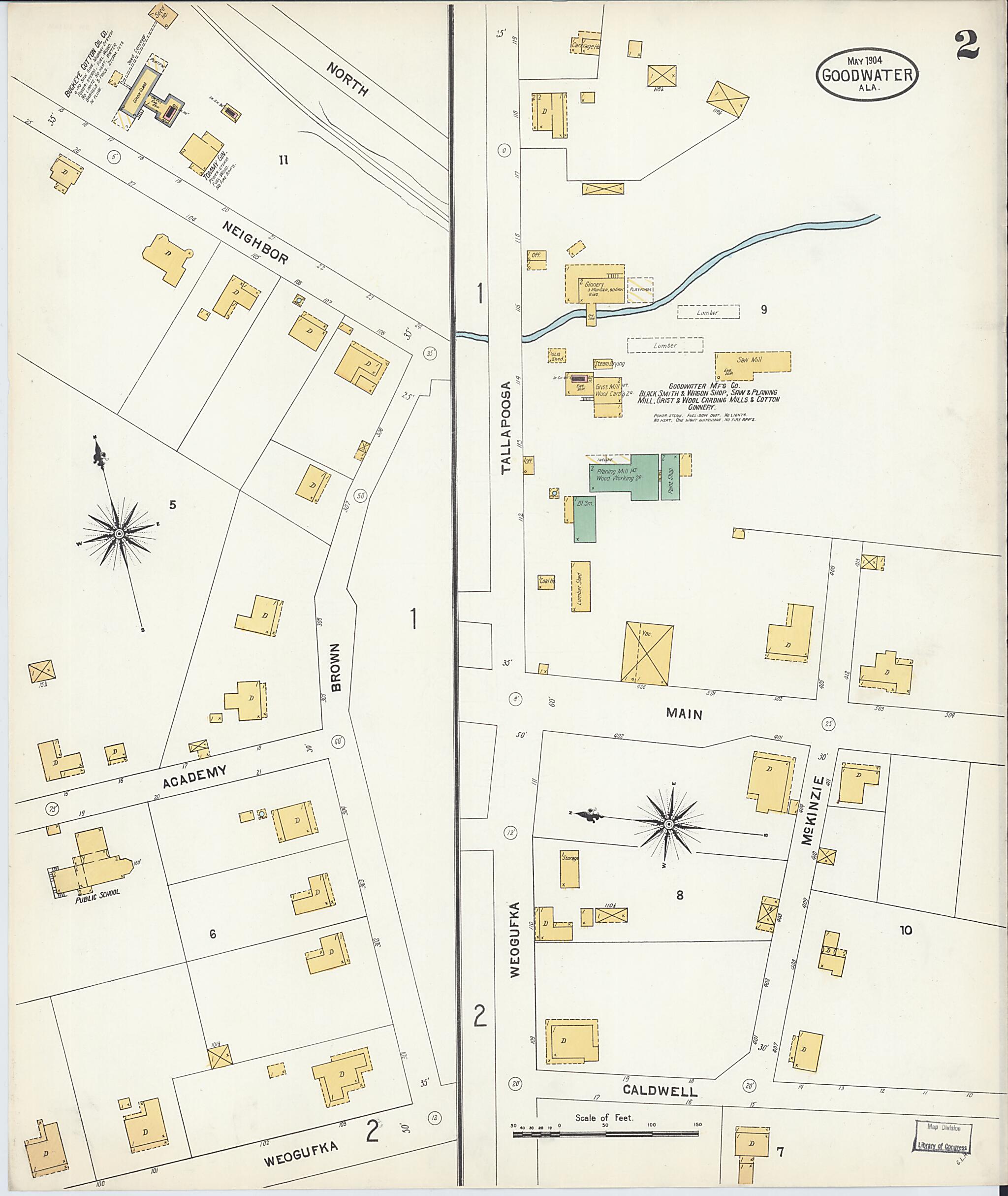 This old map of Goodwater, Coosa County, Alabama was created by Sanborn Map Company in 1904
