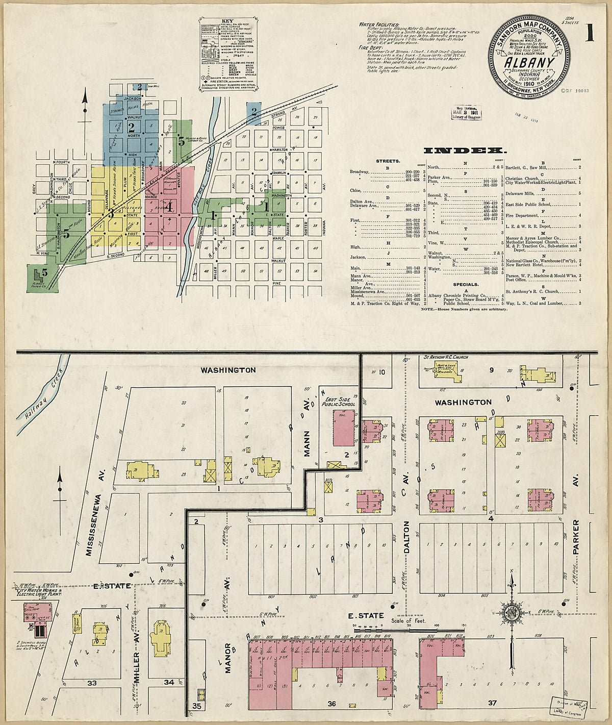 Albany, Delaware County, Indiana 1910 (Sheet 1 of 5) by Relic Map Company