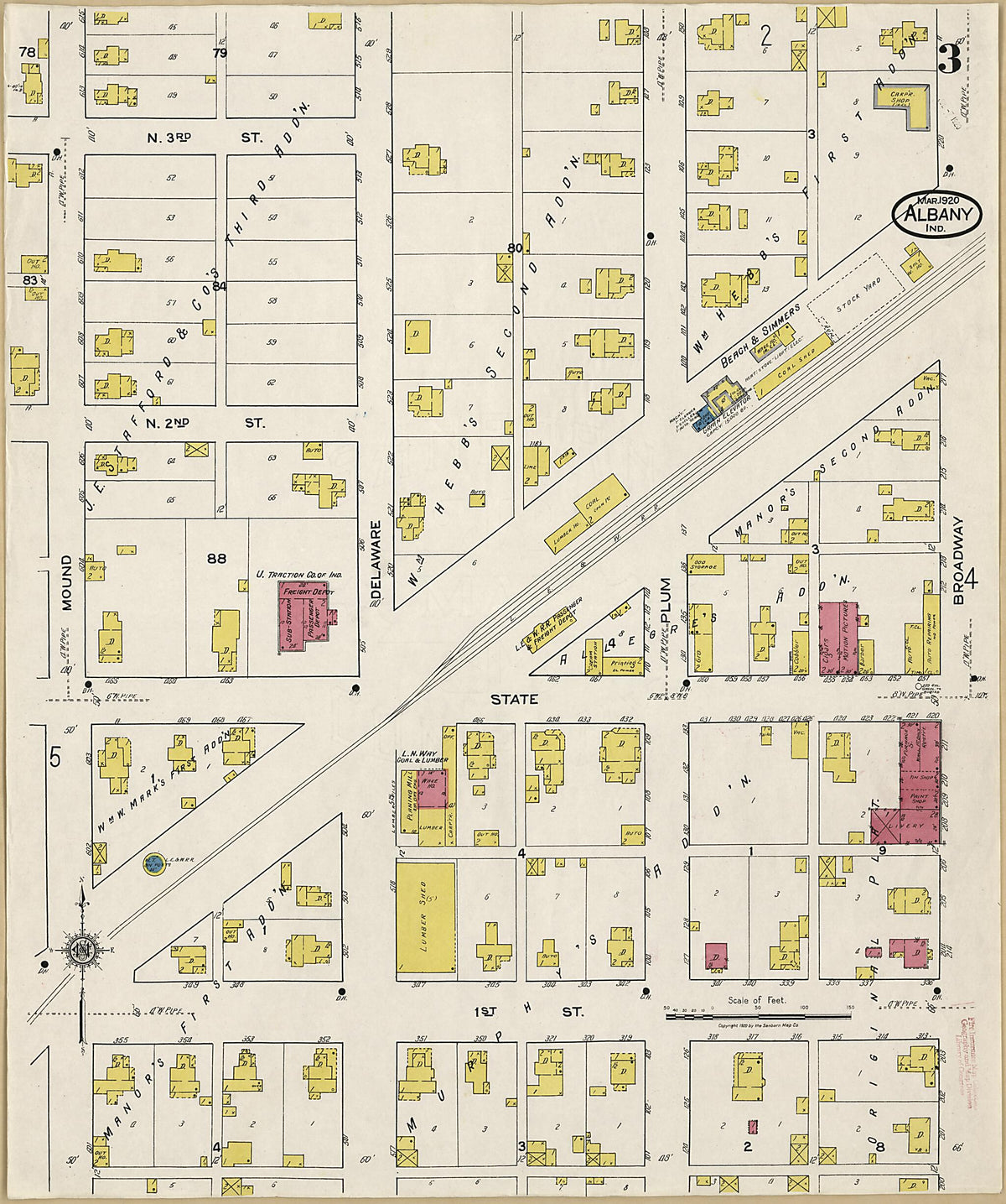 Albany, Delaware County, Indiana 1920 (Sheet 3 of 5) by Relic Map Company