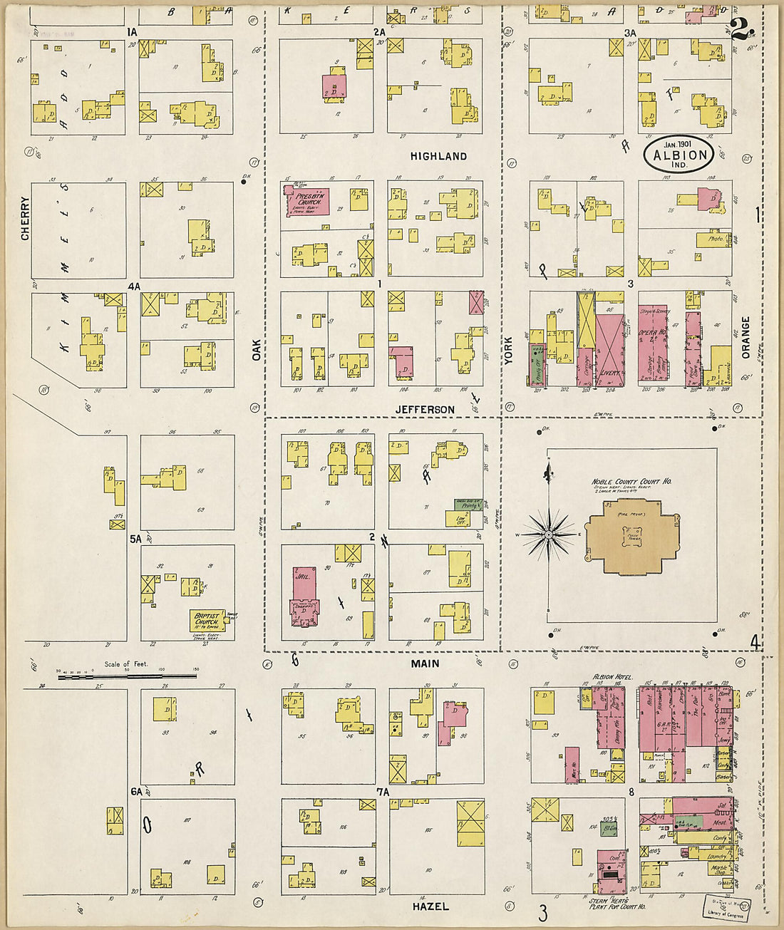 This old map of Albion, Noble County, Indiana was created by Sanborn Map Company in 1901