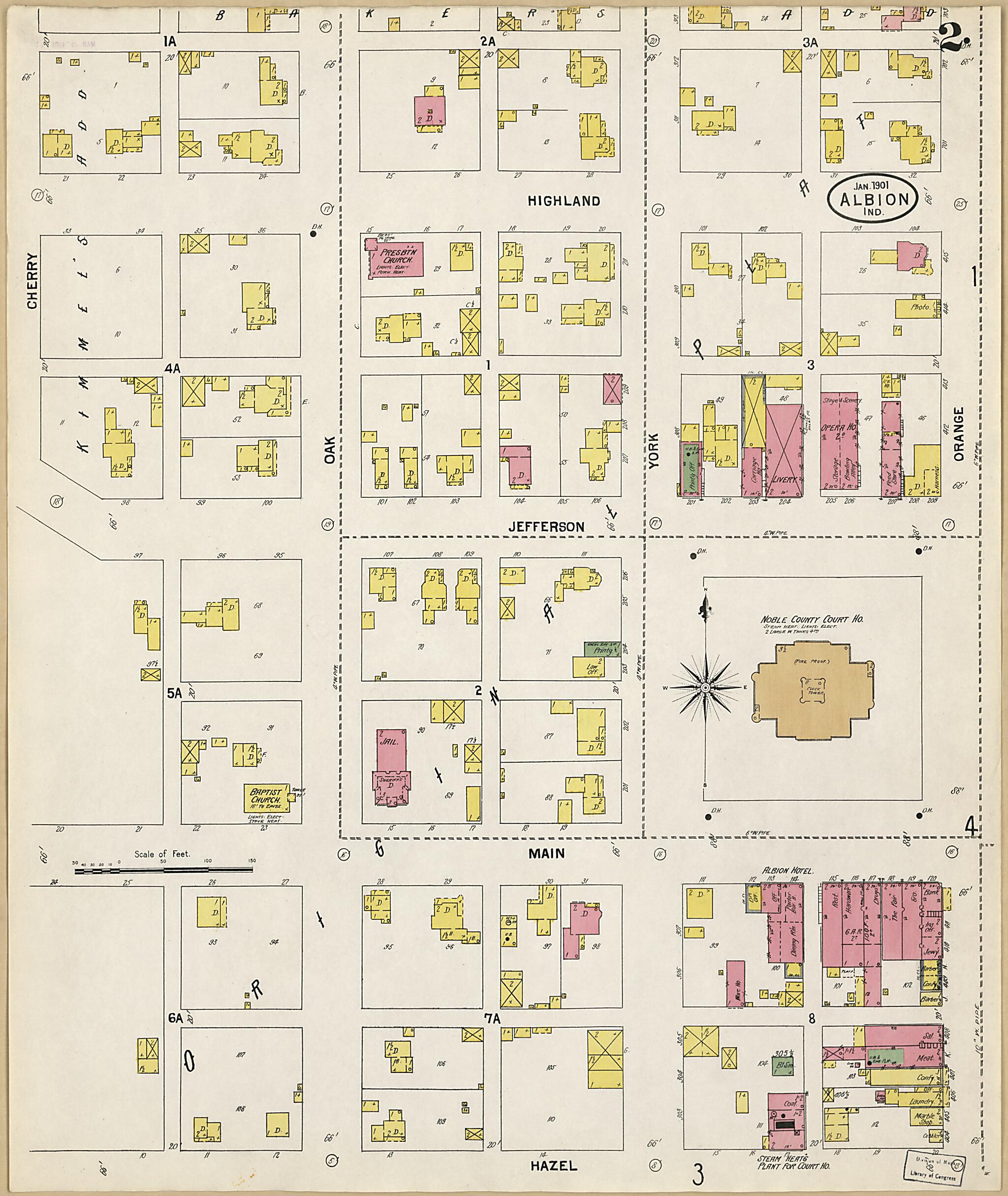 This old map of Albion, Noble County, Indiana was created by Sanborn Map Company in 1901