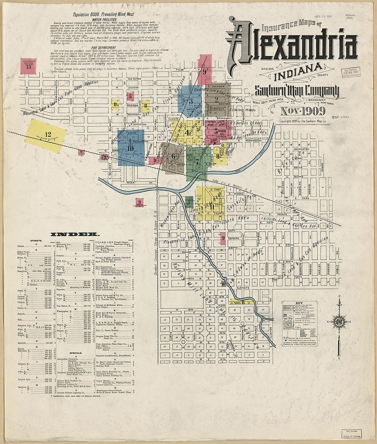 Alexandria, Madison County, Indiana 1909 (Sheet 1 of 13) by Relic Map Company