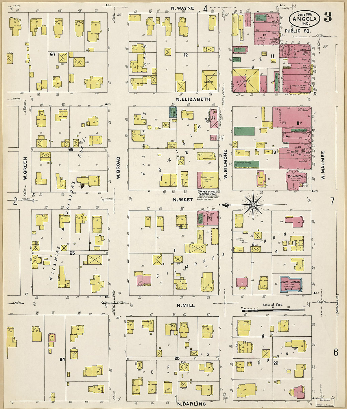 Angola, Steuben County, Indiana 1907 (Sheet 3 of 8) by Relic Map Company