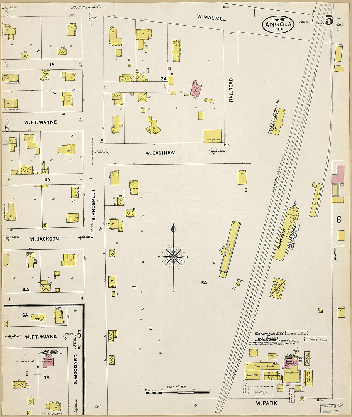 Angola, Steuben County, Indiana 1907 (Sheet 5 of 8) by Relic Map Company