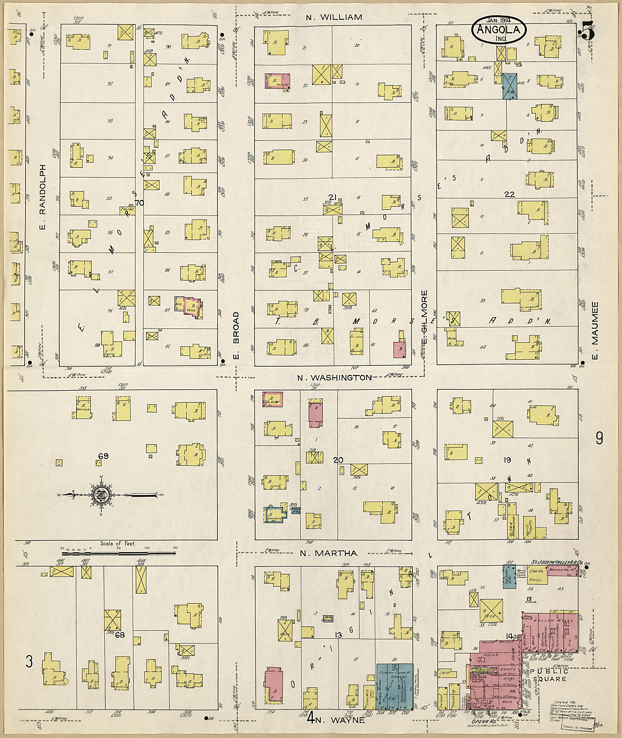 This old map of Angola, Steuben County, Indiana was created by Sanborn Map Company in 1914