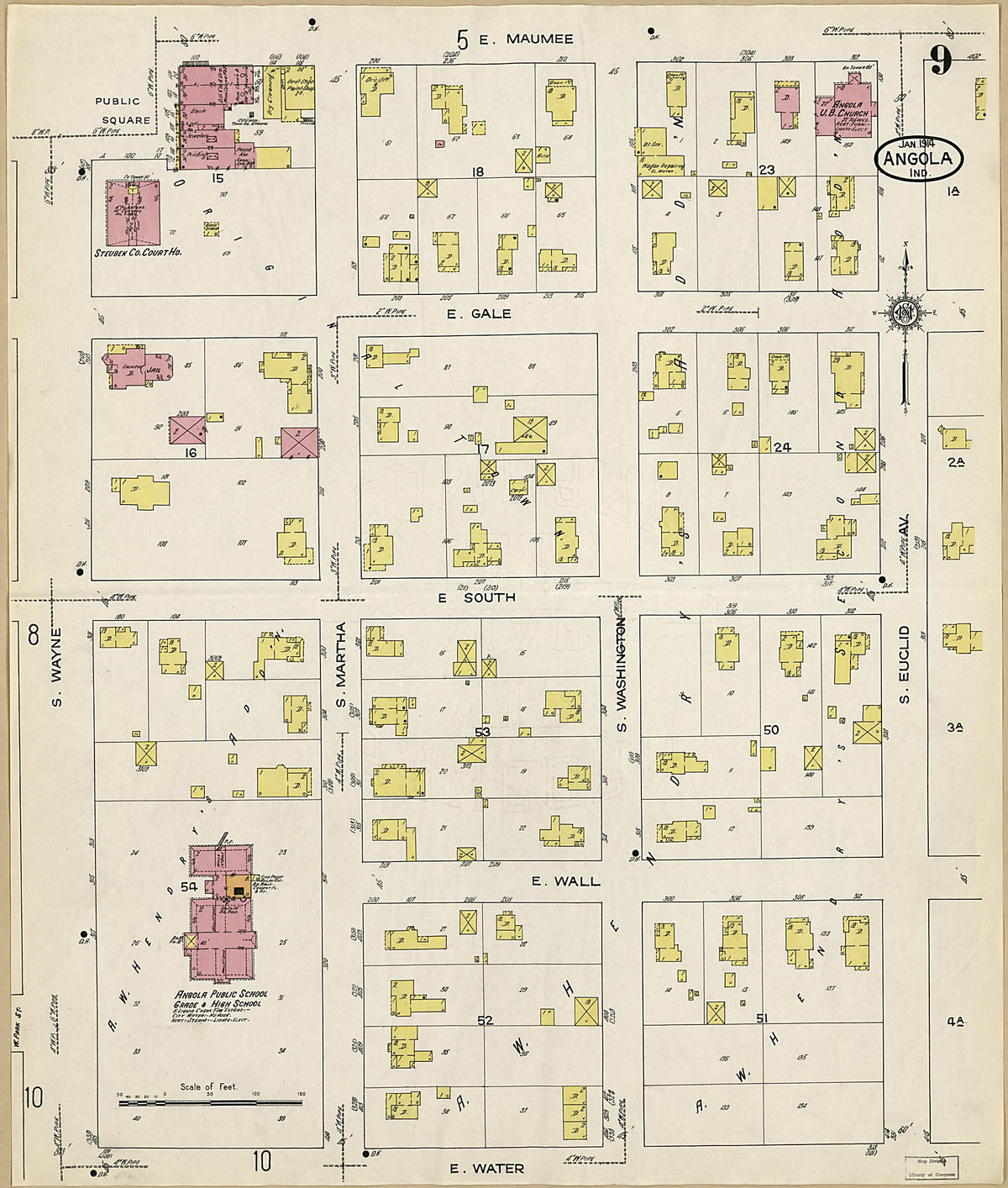 Angola, Steuben County, Indiana 1914 (Sheet 9 of 11) by Relic Map Company