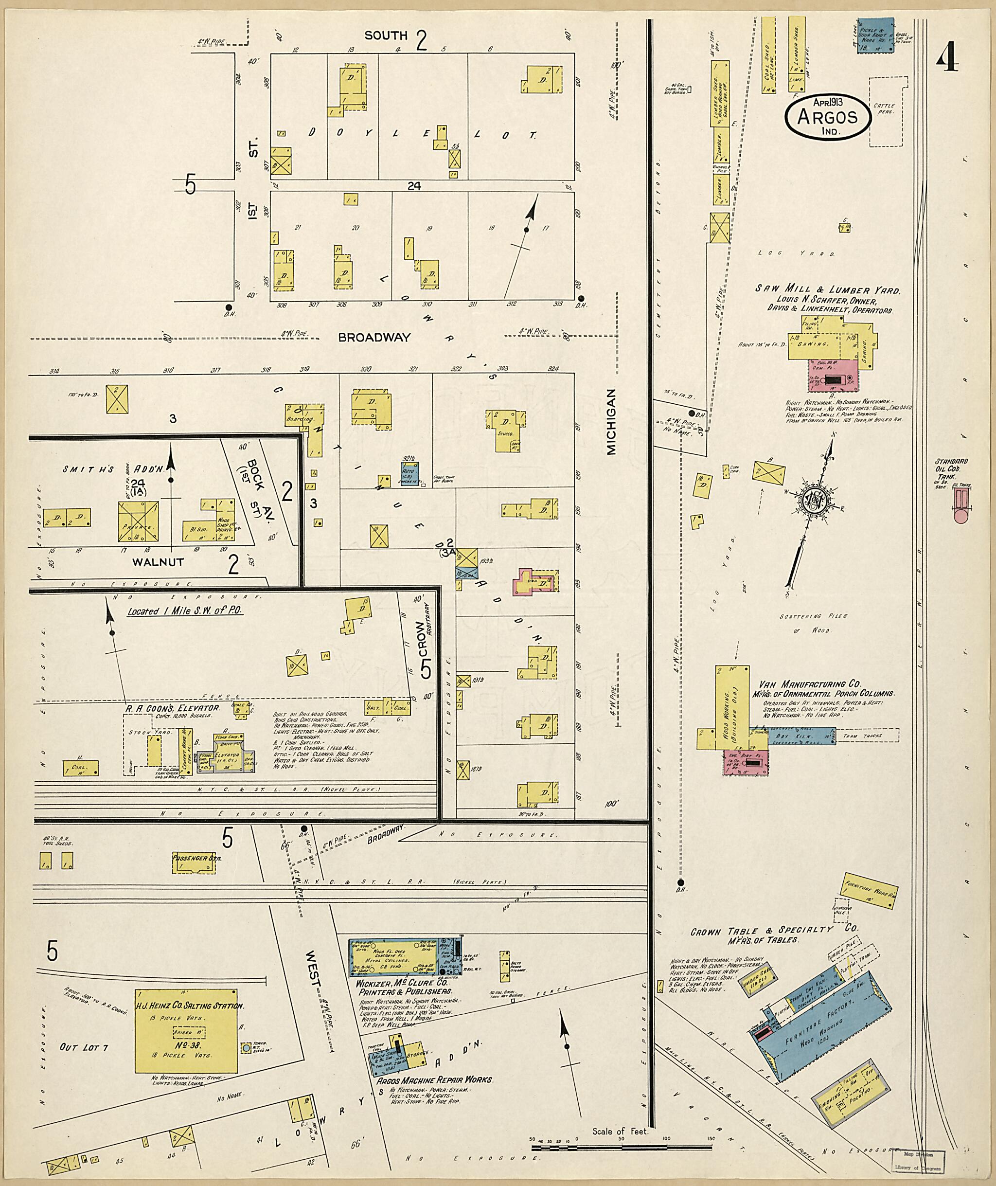 This old map of Argos, Marshall County, Indiana was created by Sanborn Map Company in 1913