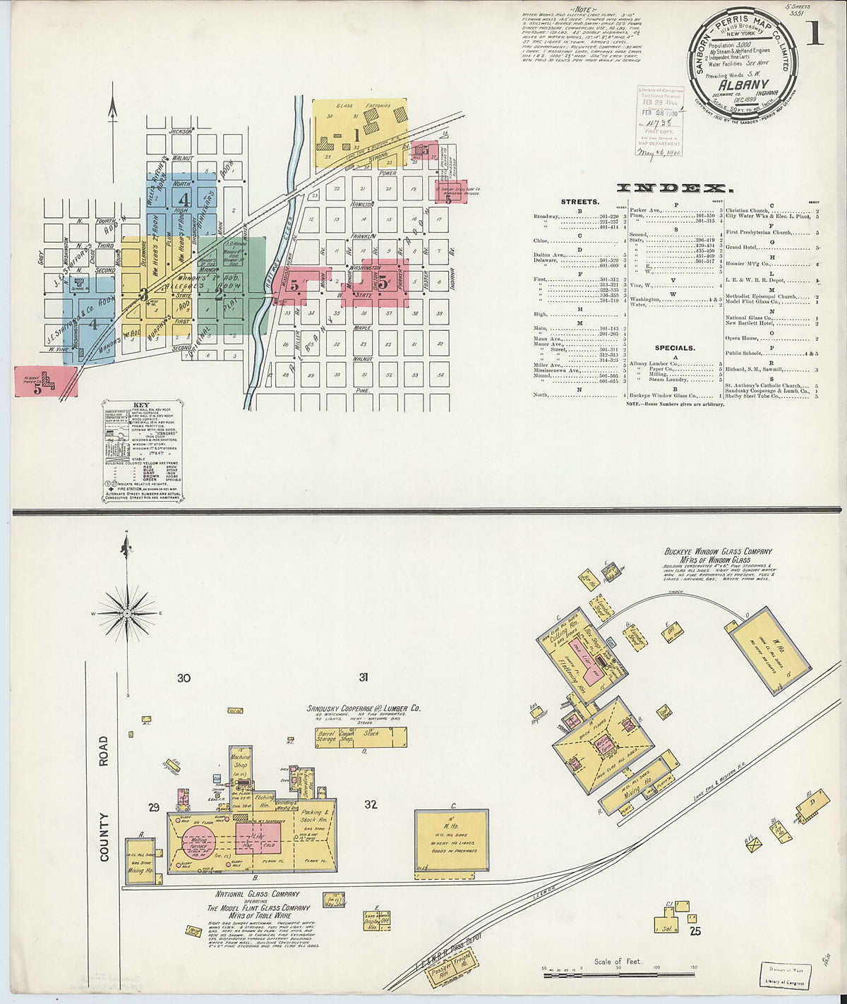 Albany, Delaware County, Indiana 1899 (Sheet 1 of 5) by Relic Map Company