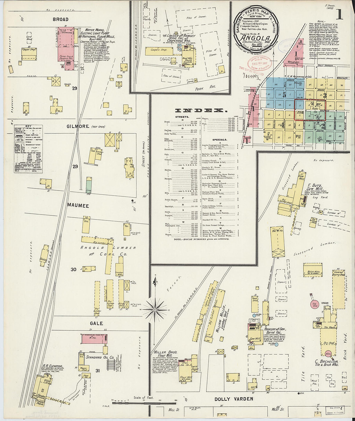 Angola, Steuben County, Indiana 1897 (Sheet 1 of 5) by Relic Map Company