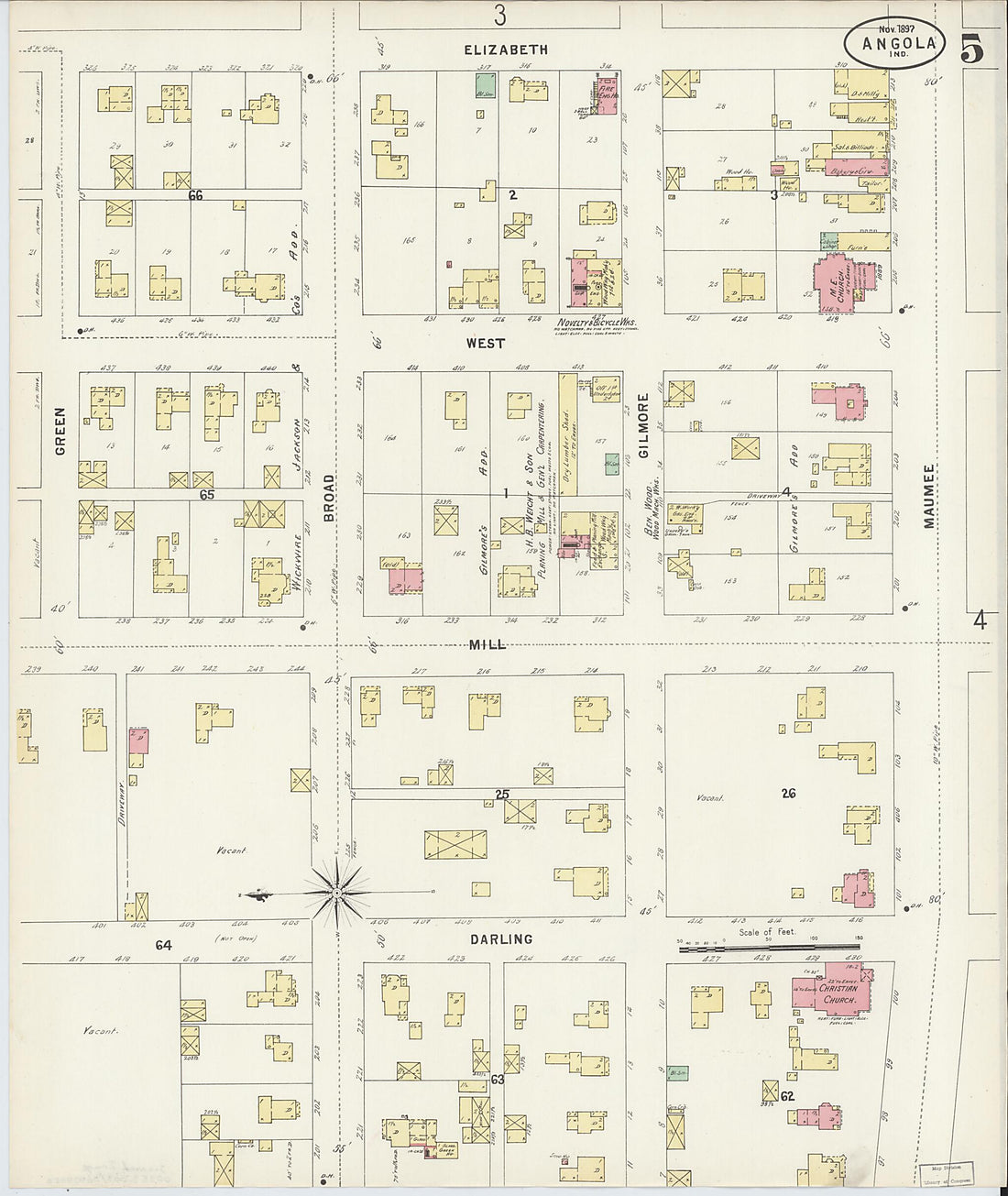 This old map of Angola, Steuben County, Indiana was created by Sanborn Map Company in 1897