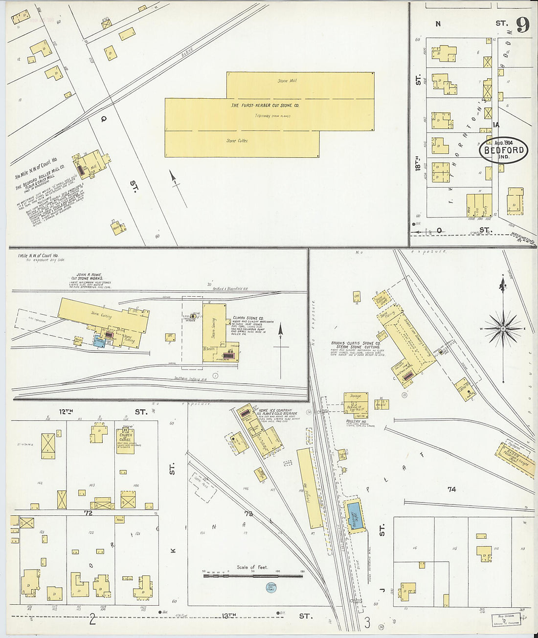 This old map of Bedford, Lawrence County, Indiana was created by Sanborn Map Company in 1904