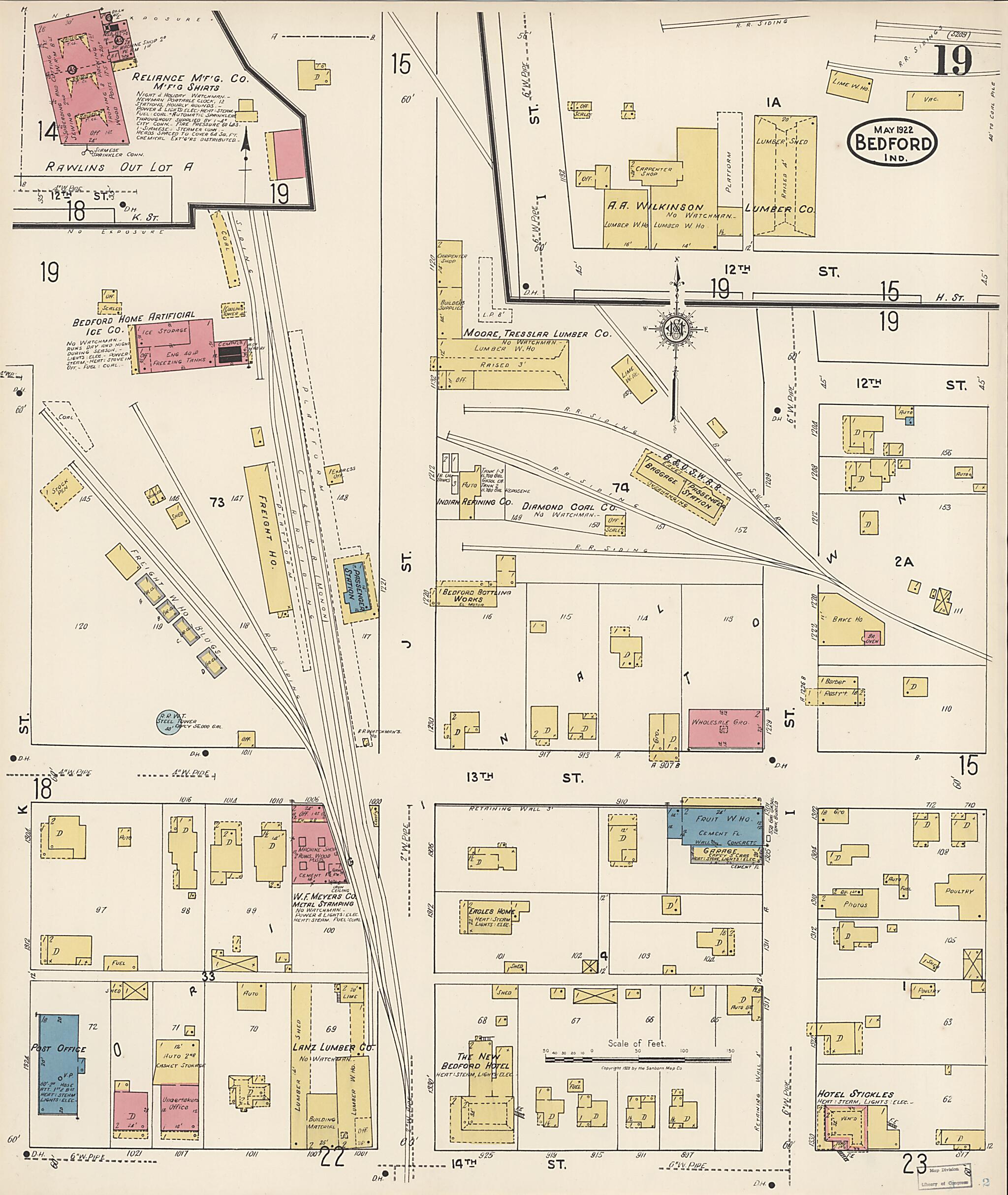 This old map of Oolitic, Lawrence County, Indiana was created by Sanborn Map Company in 1922