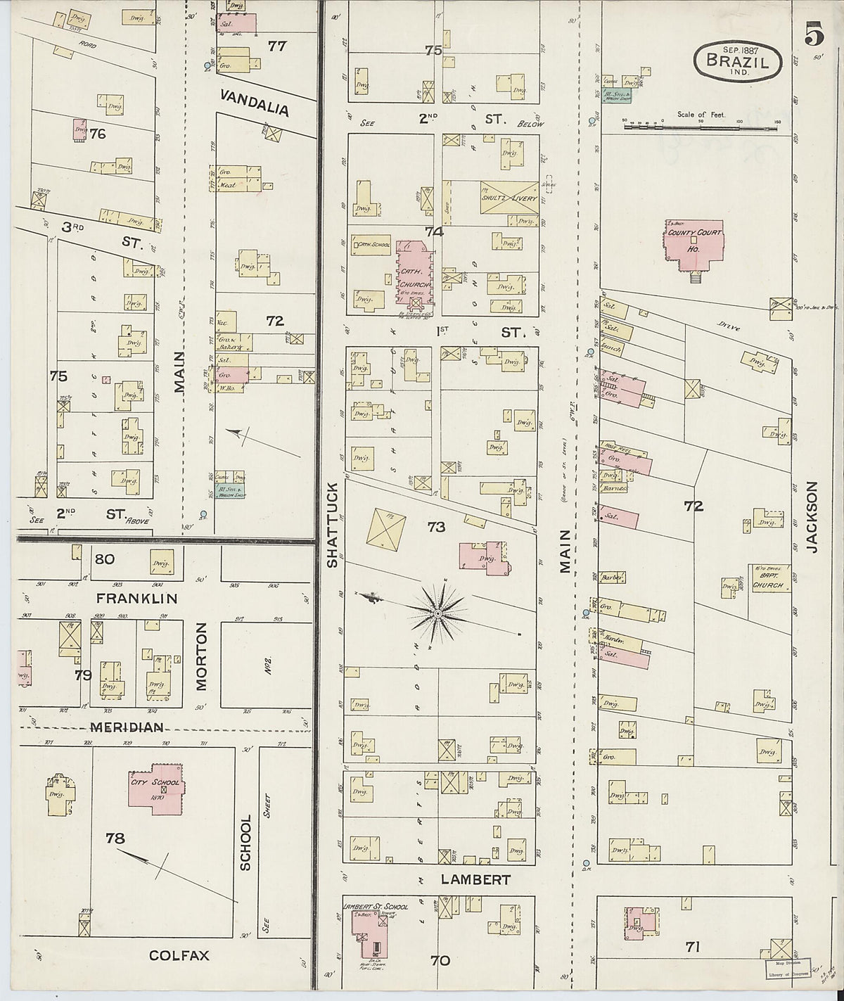 Brazil, Clay County, Indiana 1887 (Sheet 5 of 5) by Relic Map Company