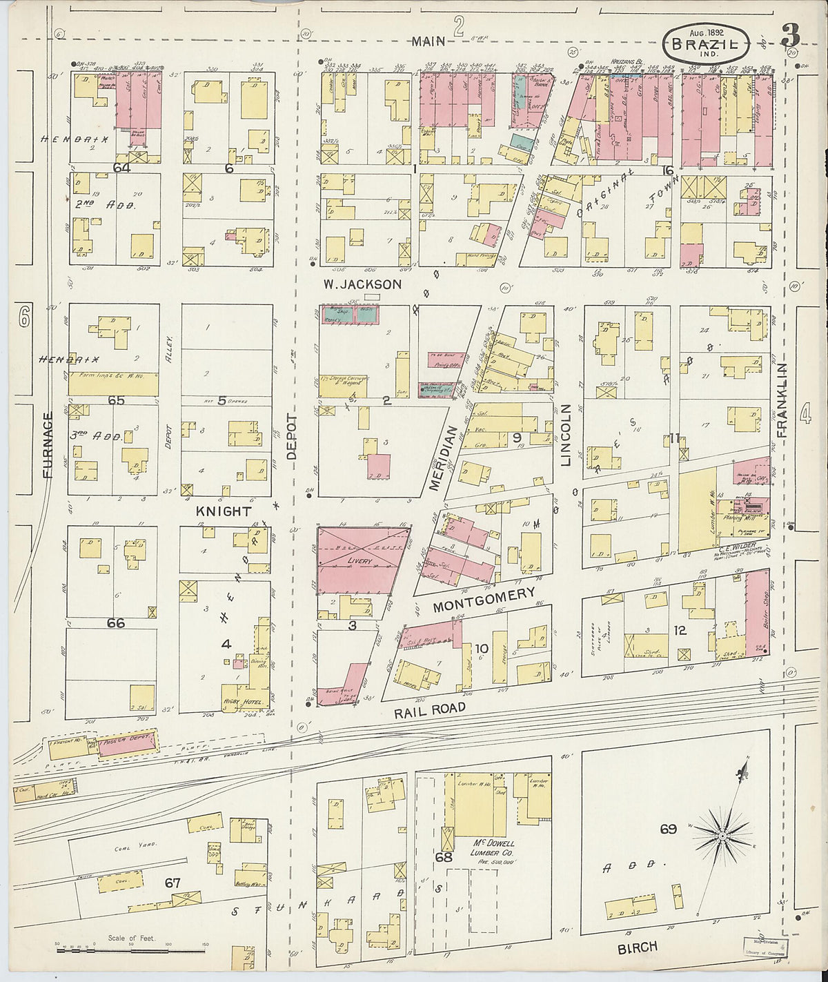 Brazil, Clay County, Indiana 1892 (Sheet 3 of 6) by Relic Map Company