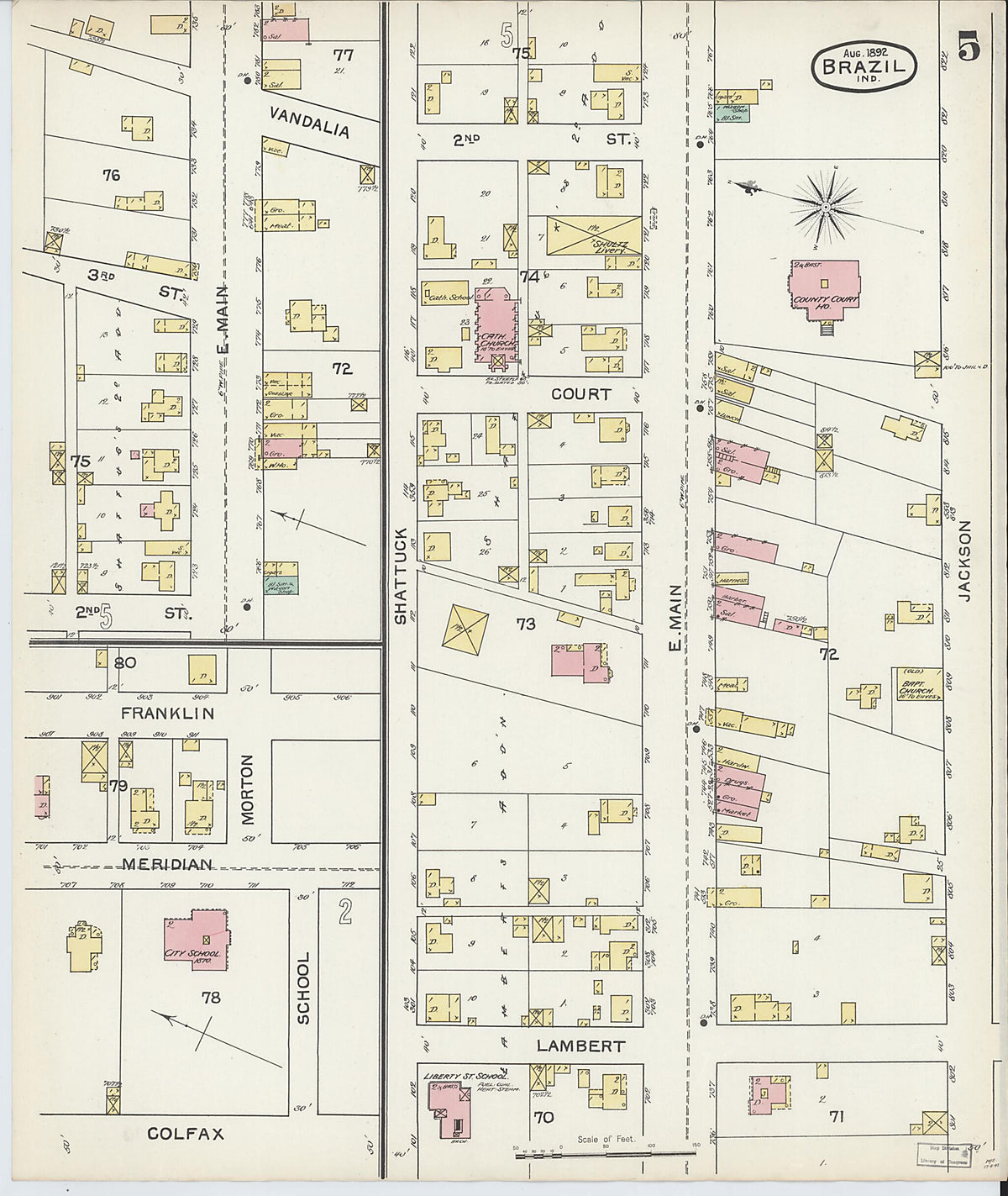 Brazil, Clay County, Indiana 1892 (Sheet 5 of 6) by Relic Map Company
