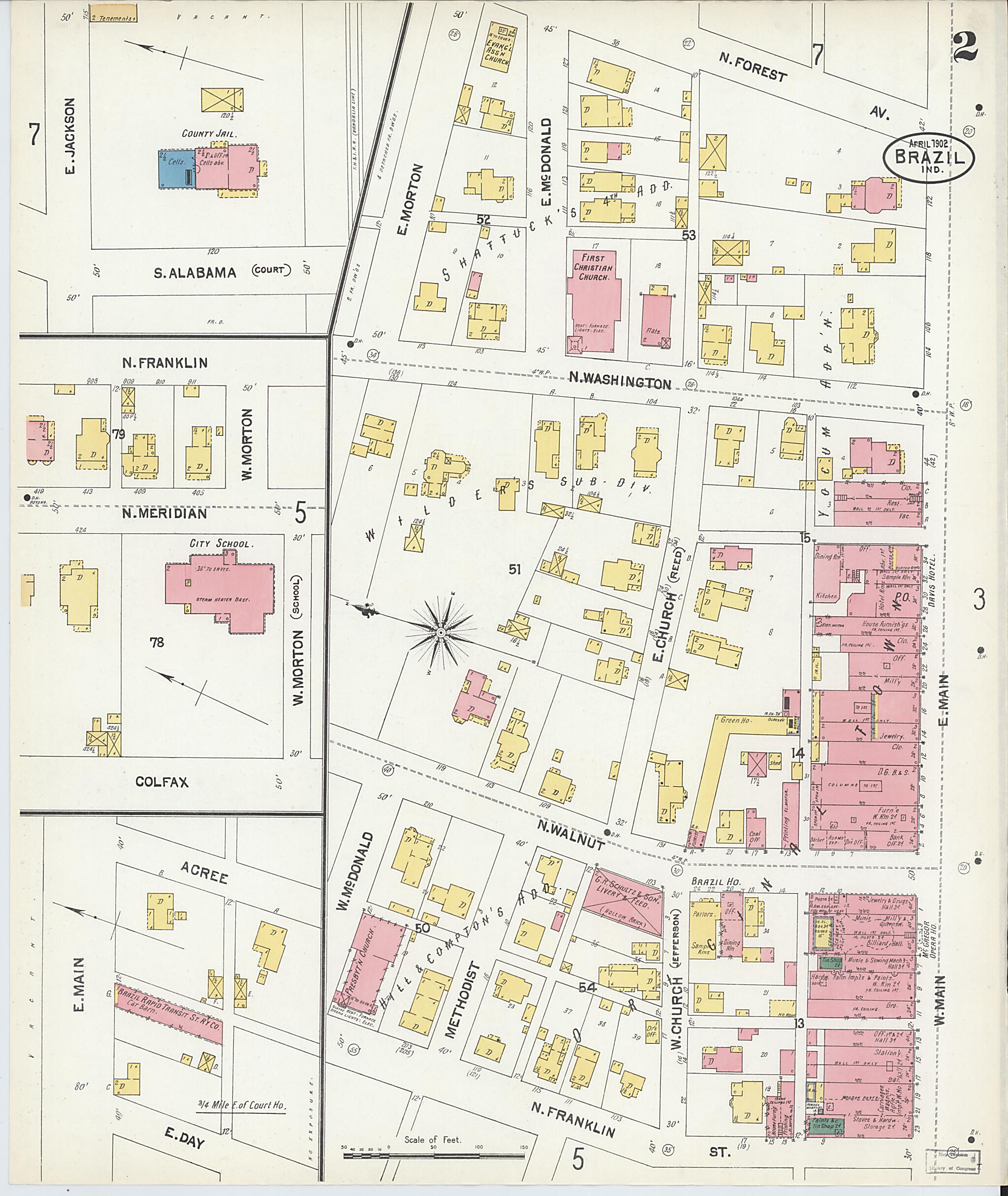 This old map of Brazil, Clay County, Indiana was created by Sanborn Map Company in 1902