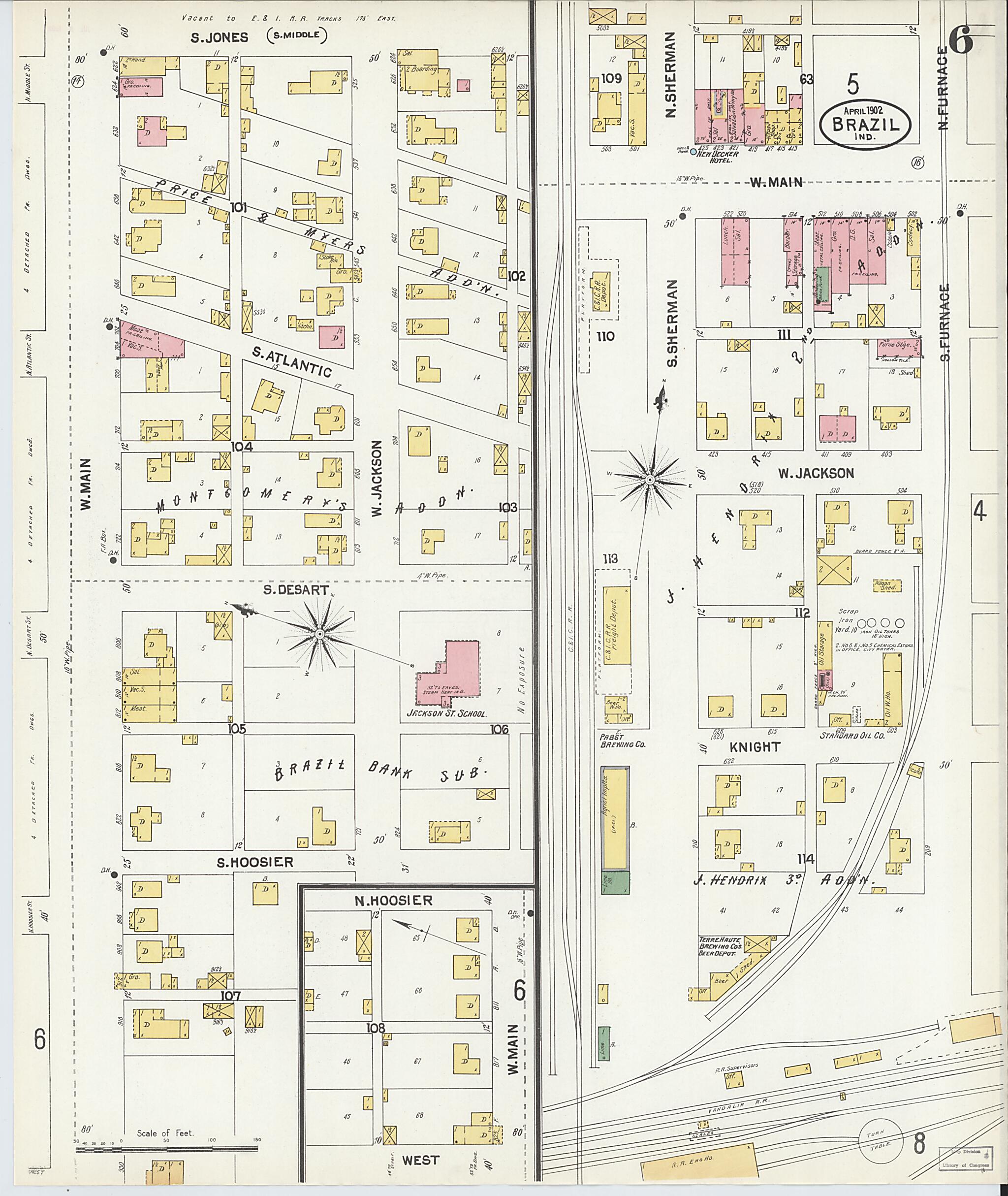 This old map of Brazil, Clay County, Indiana was created by Sanborn Map Company in 1902