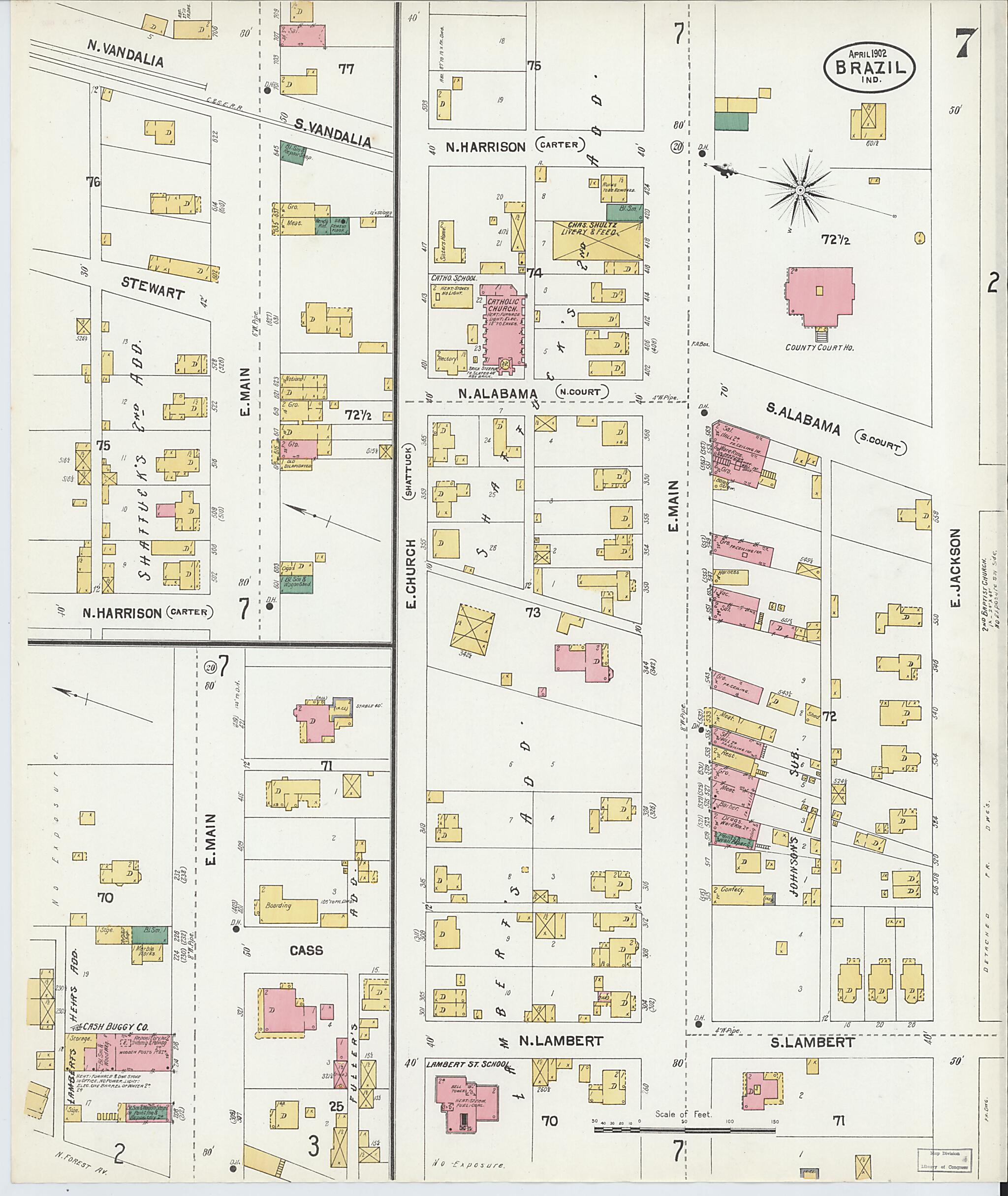 This old map of Brazil, Clay County, Indiana was created by Sanborn Map Company in 1902