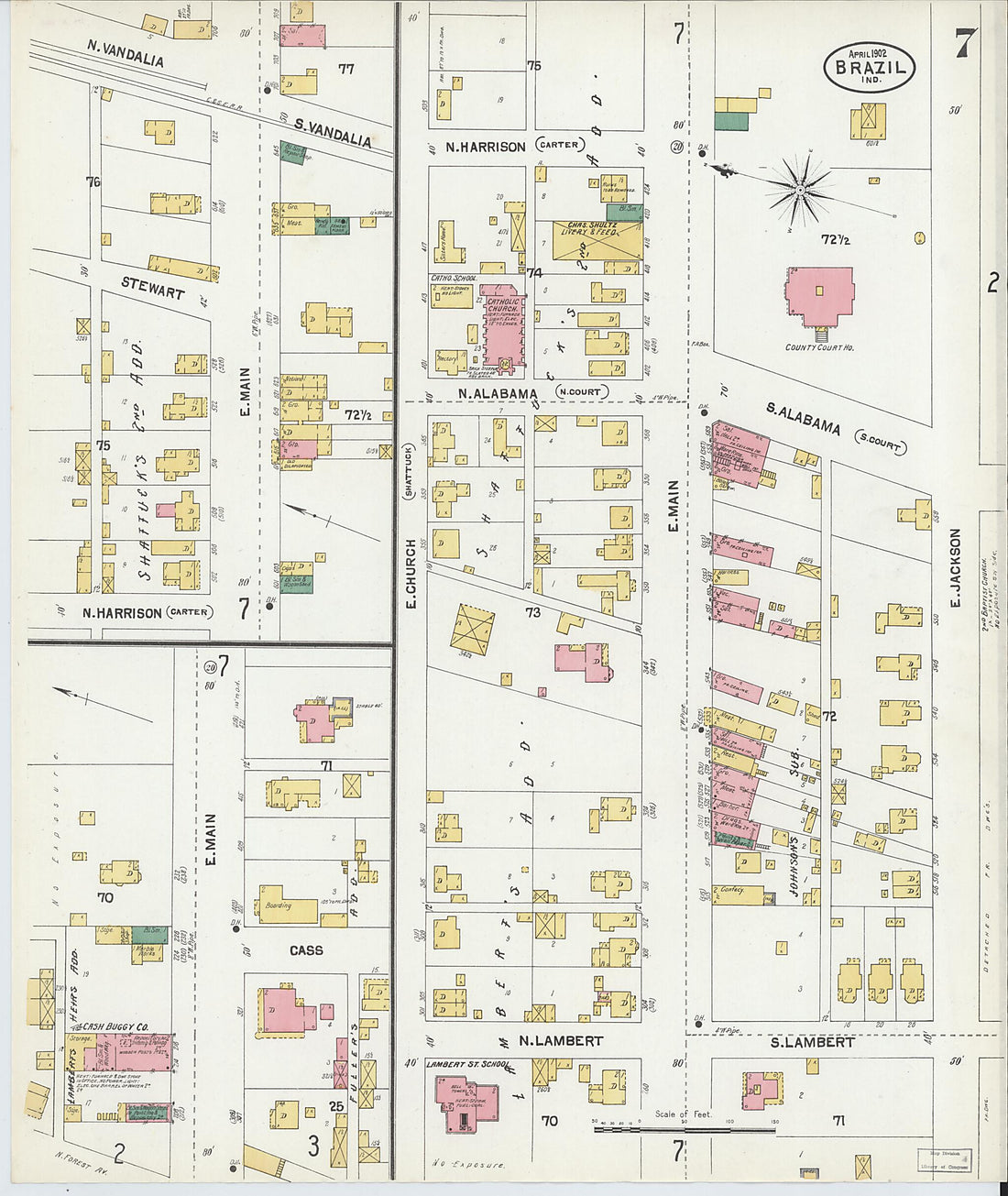 This old map of Brazil, Clay County, Indiana was created by Sanborn Map Company in 1902