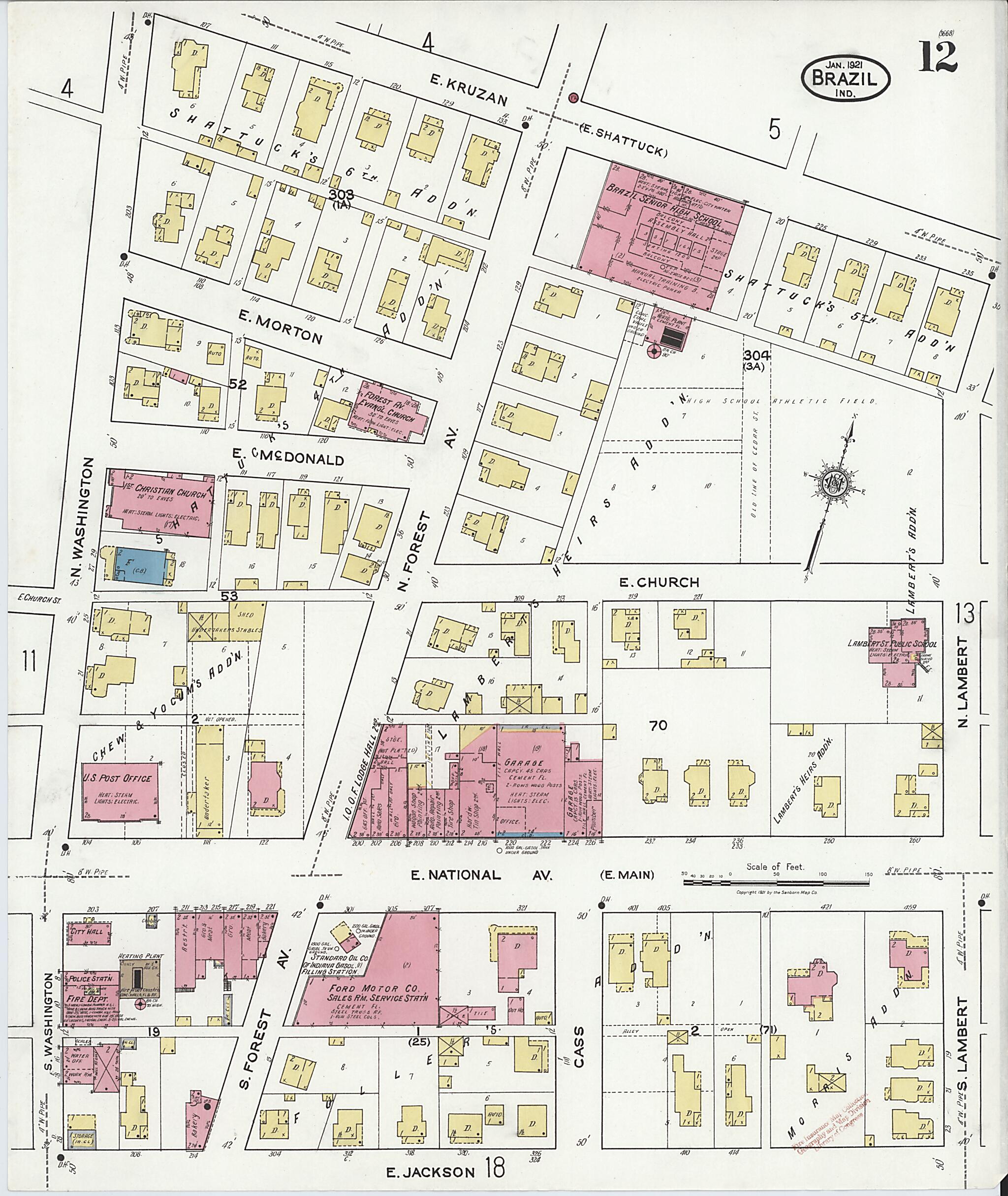 This old map of Brazil, Clay County, Indiana was created by Sanborn Map Company in 1921