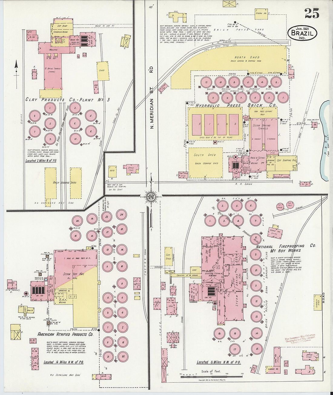 This old map of Brazil, Clay County, Indiana was created by Sanborn Map Company in 1921