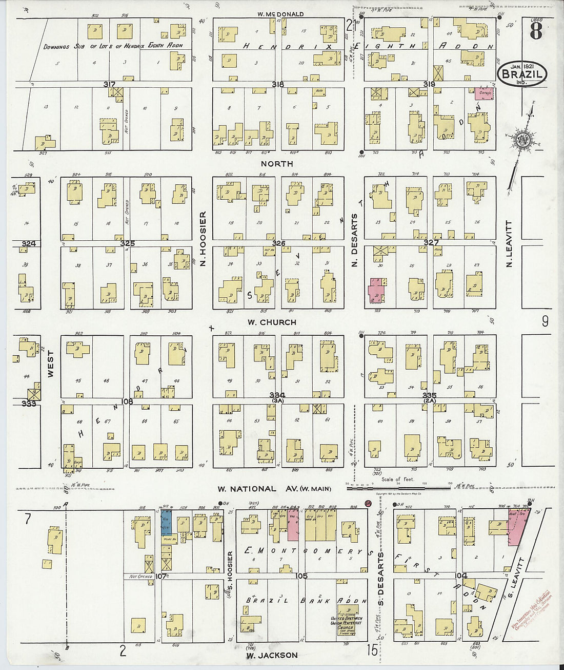 This old map of Brazil, Clay County, Indiana was created by Sanborn Map Company in 1921