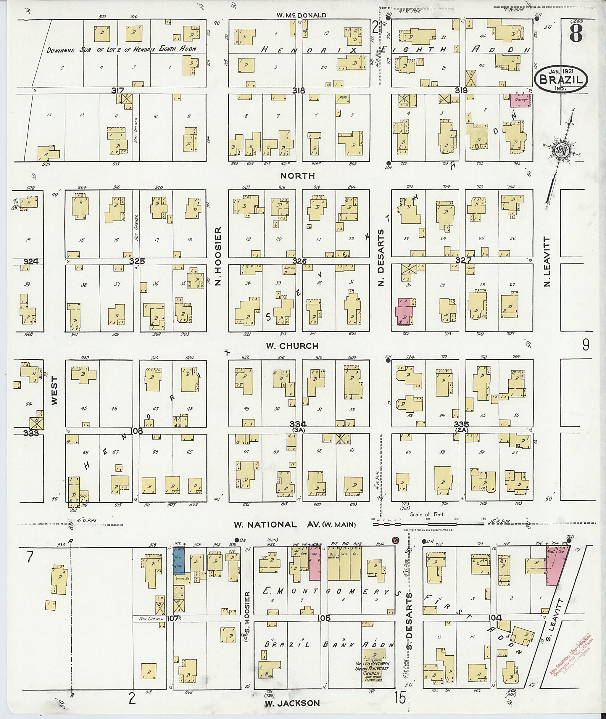 This old map of Brazil, Clay County, Indiana was created by Sanborn Map Company in 1921