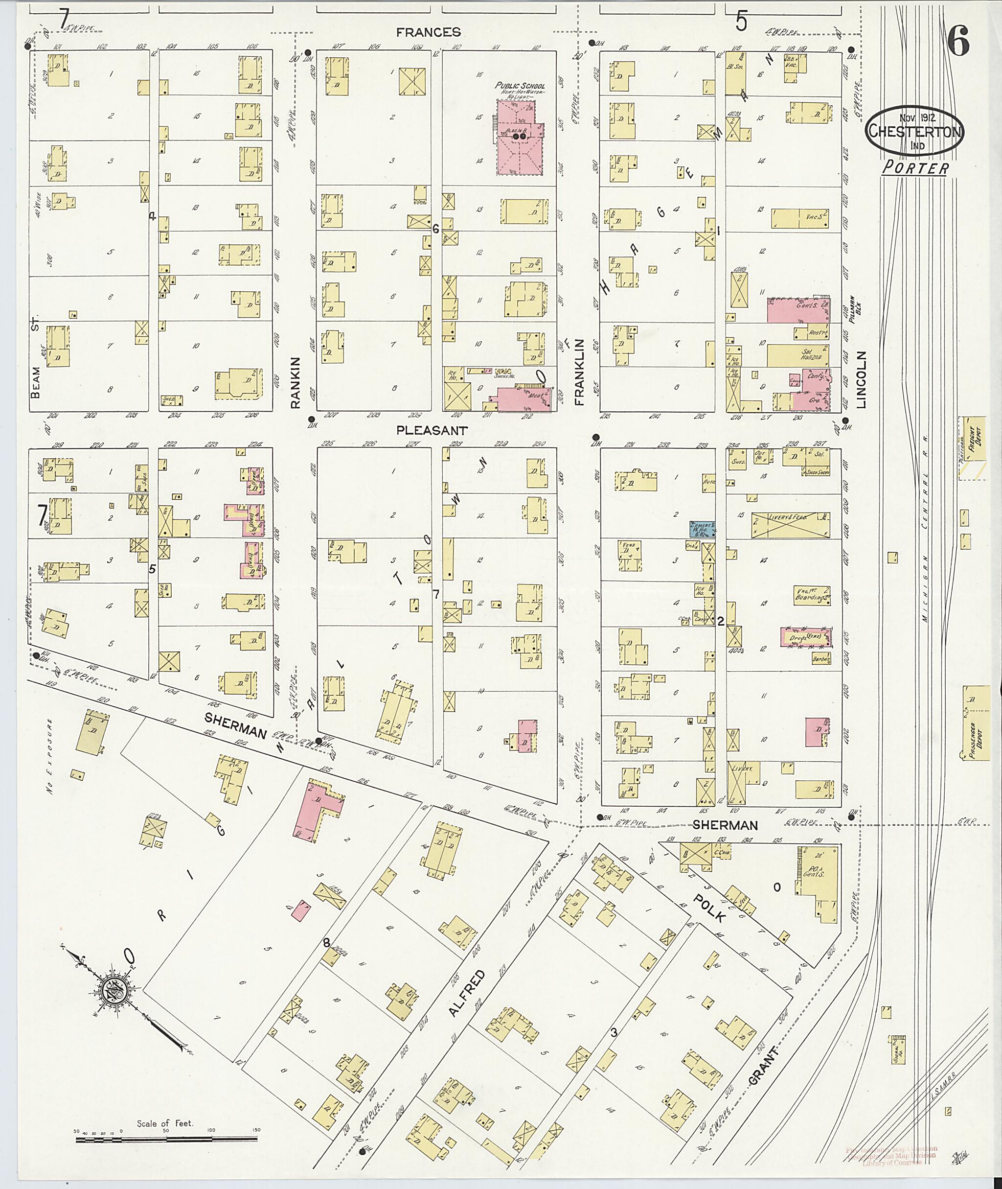 This old map of Porter, Porter County, Indiana was created by Sanborn Map Company in 1912