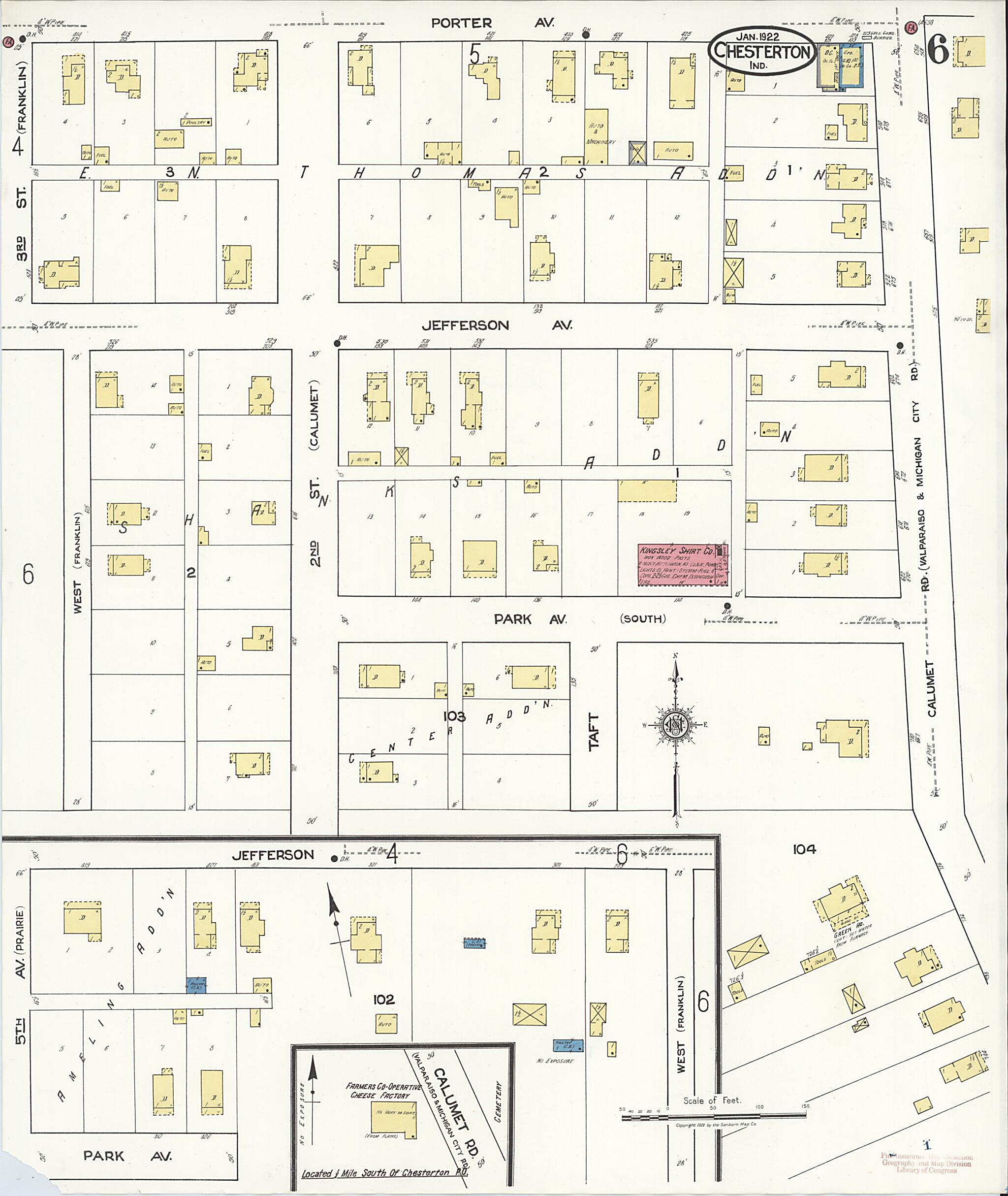 This old map of Porter, Porter County, Indiana was created by Sanborn Map Company in 1922