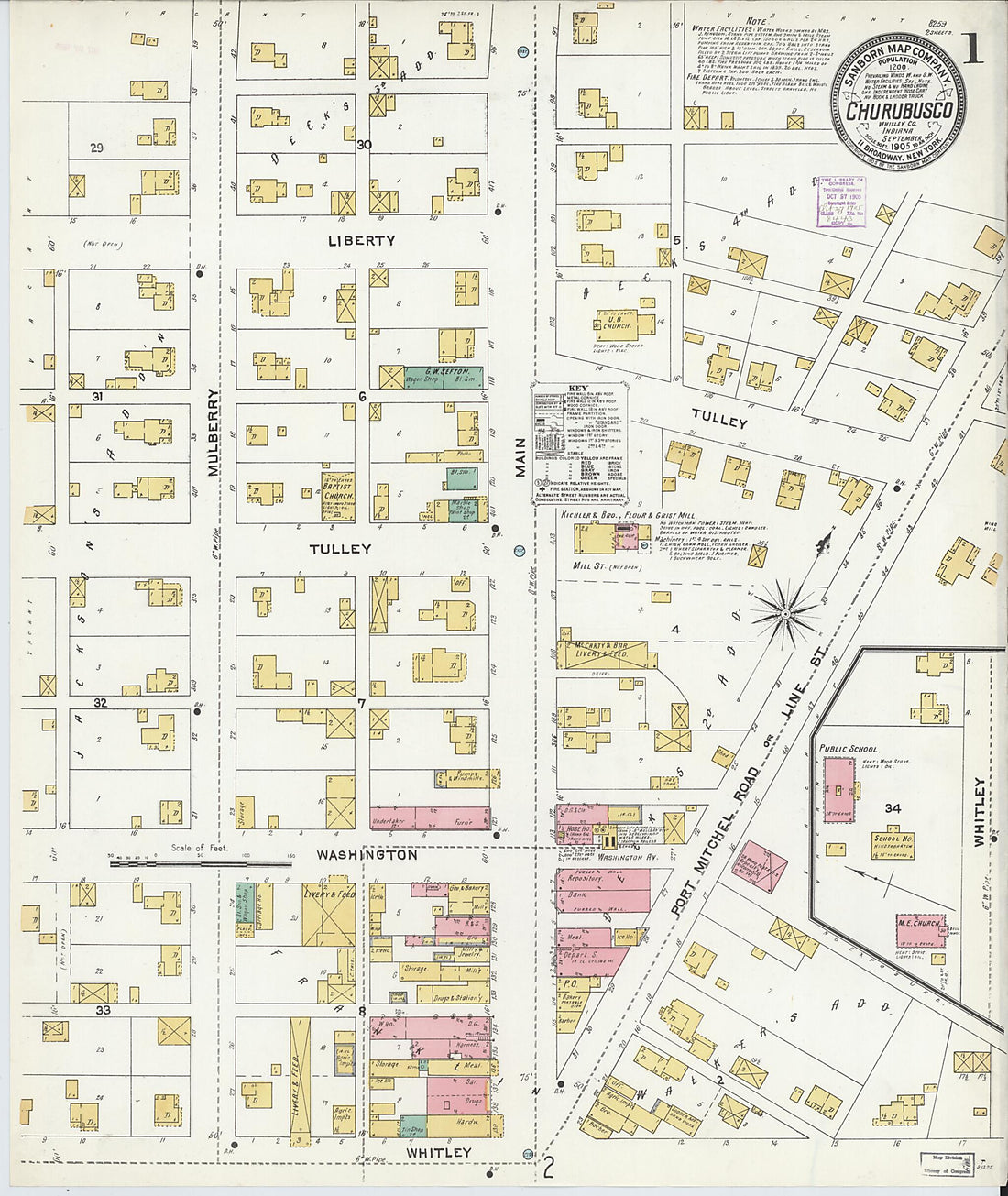 This old map of Churubusco, Whitley County, Indiana was created by Sanborn Map Company in 1905