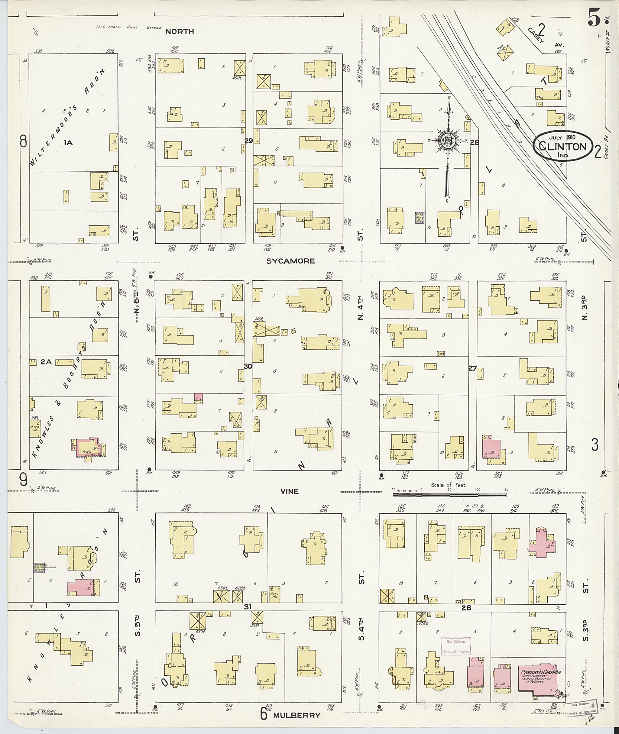 This old map of Clinton, Vermillion County, Indiana was created by Sanborn Map Company in 1910