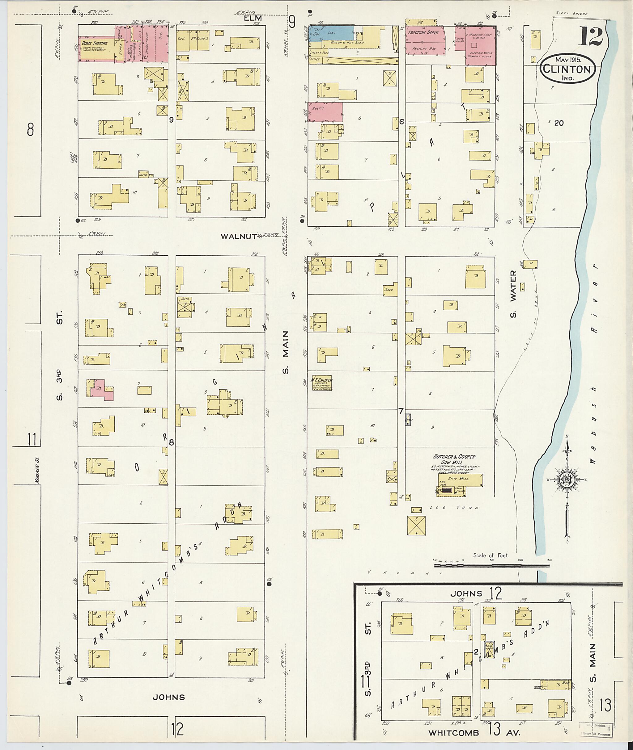 This old map of Clinton, Vermillion County, Indiana was created by Sanborn Map Company in 1915