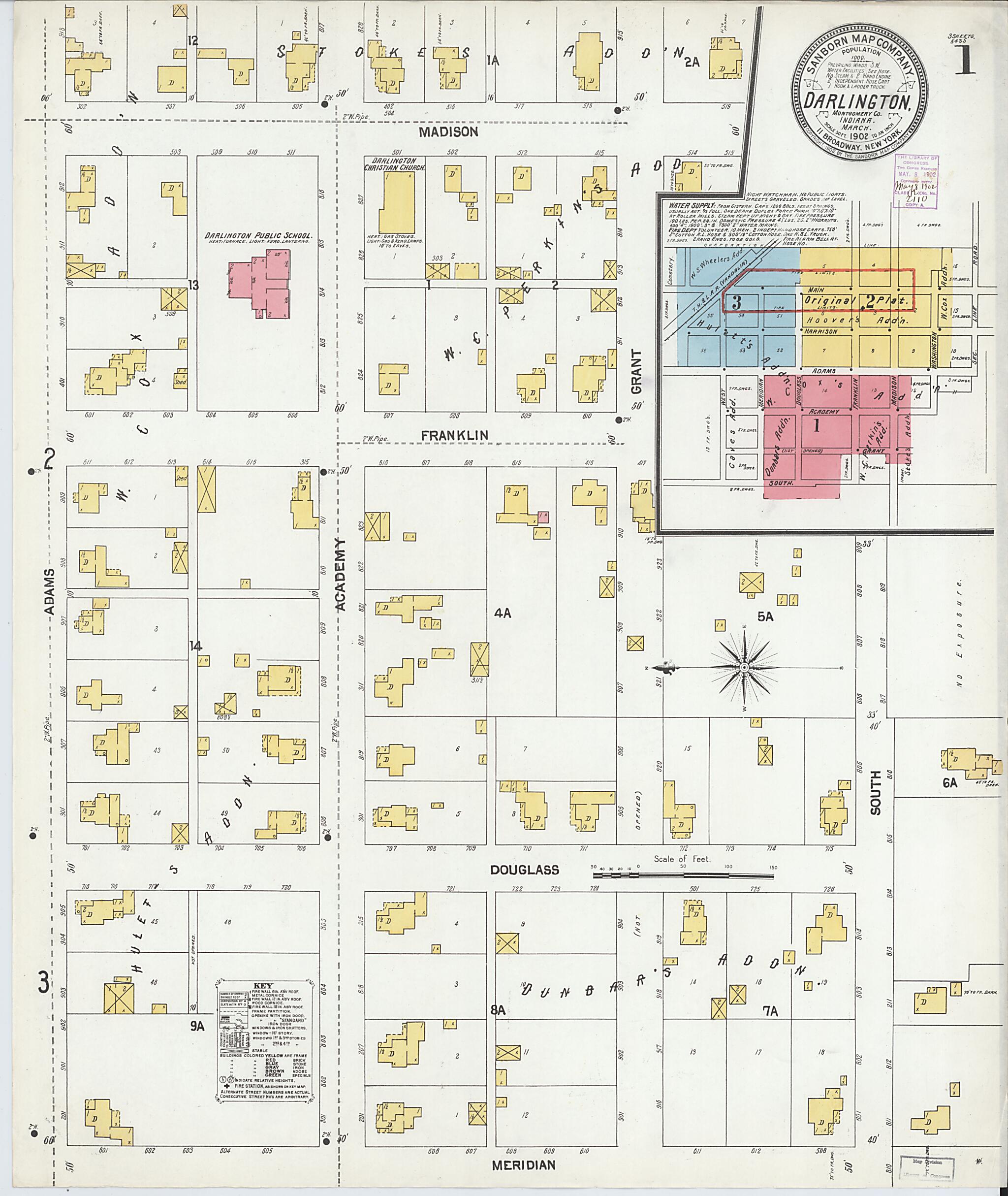 Darlington, Montgomery County, Indiana 1902 (Sheet 1 of 3) by Relic Map Company
