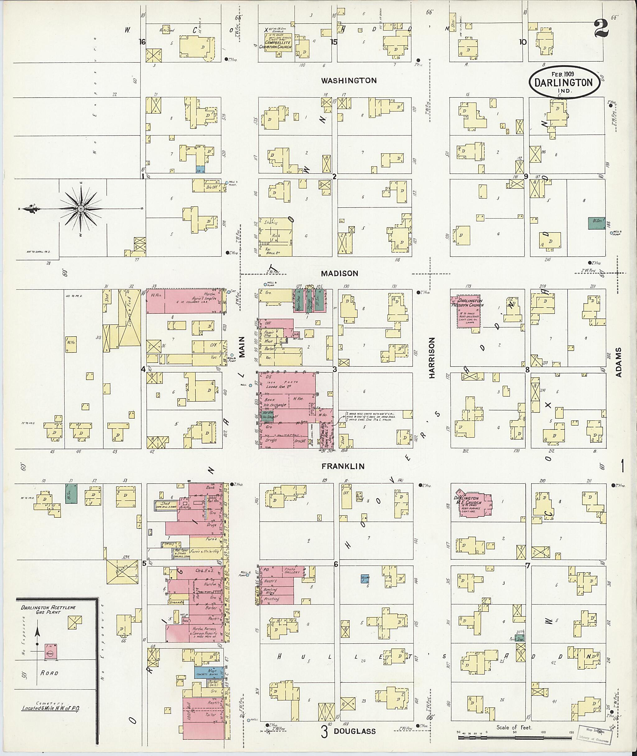 Darlington, Montgomery County, Indiana 1909 (Sheet 2 of 3) by Relic Map Company