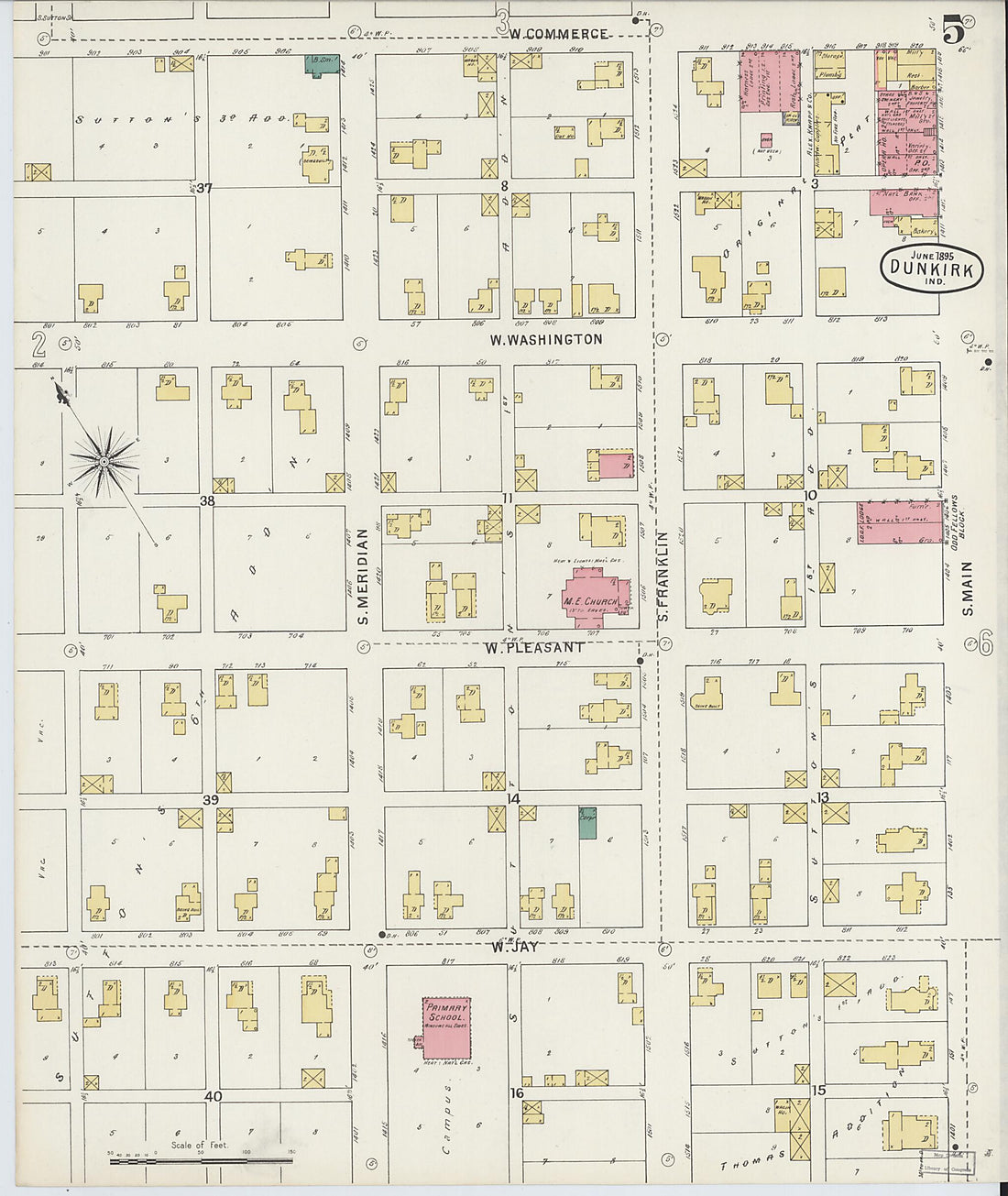 This old map of Jay, Indiana was created by Sanborn Map Company in 1895