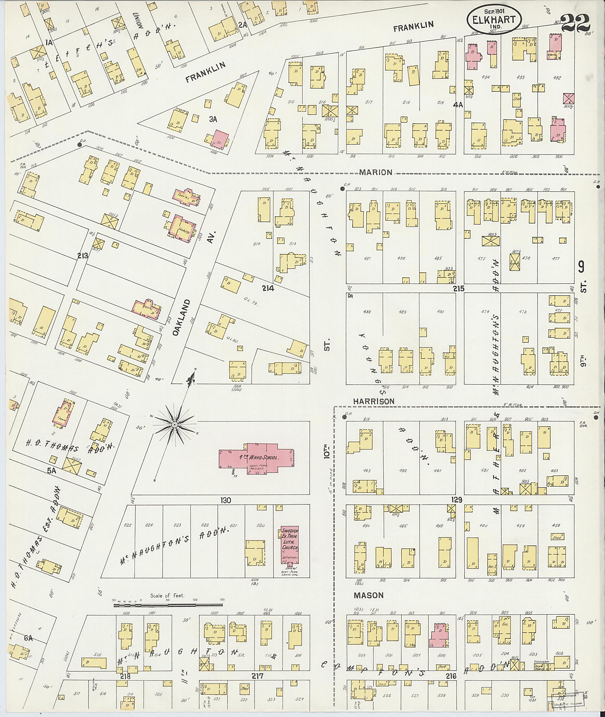 This old map of Elkhart, Elkhart County, Indiana was created by Sanborn Map Company in 1901