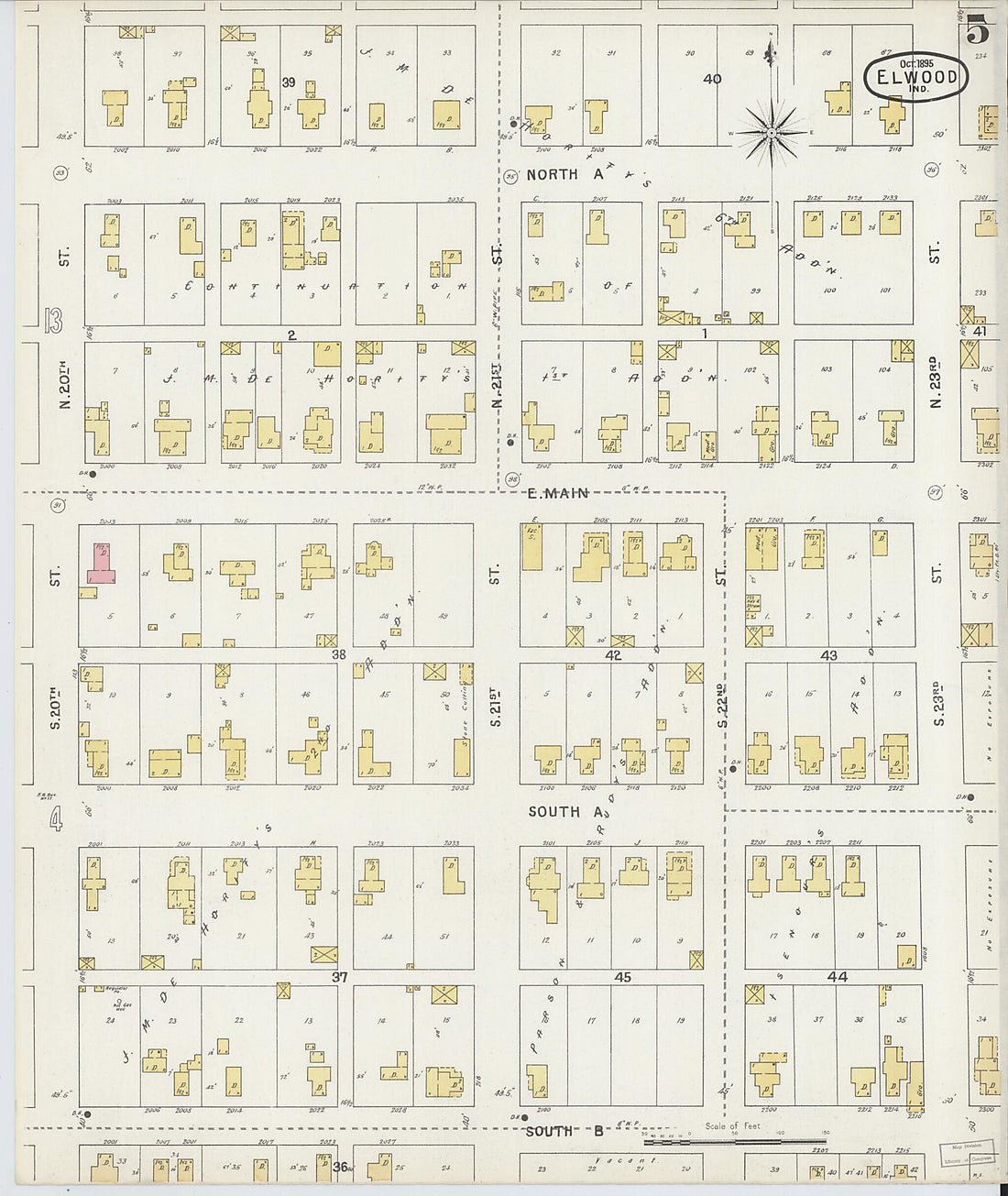 This old map of Elwood, Madison County, Indiana was created by Sanborn Map Company in 1895