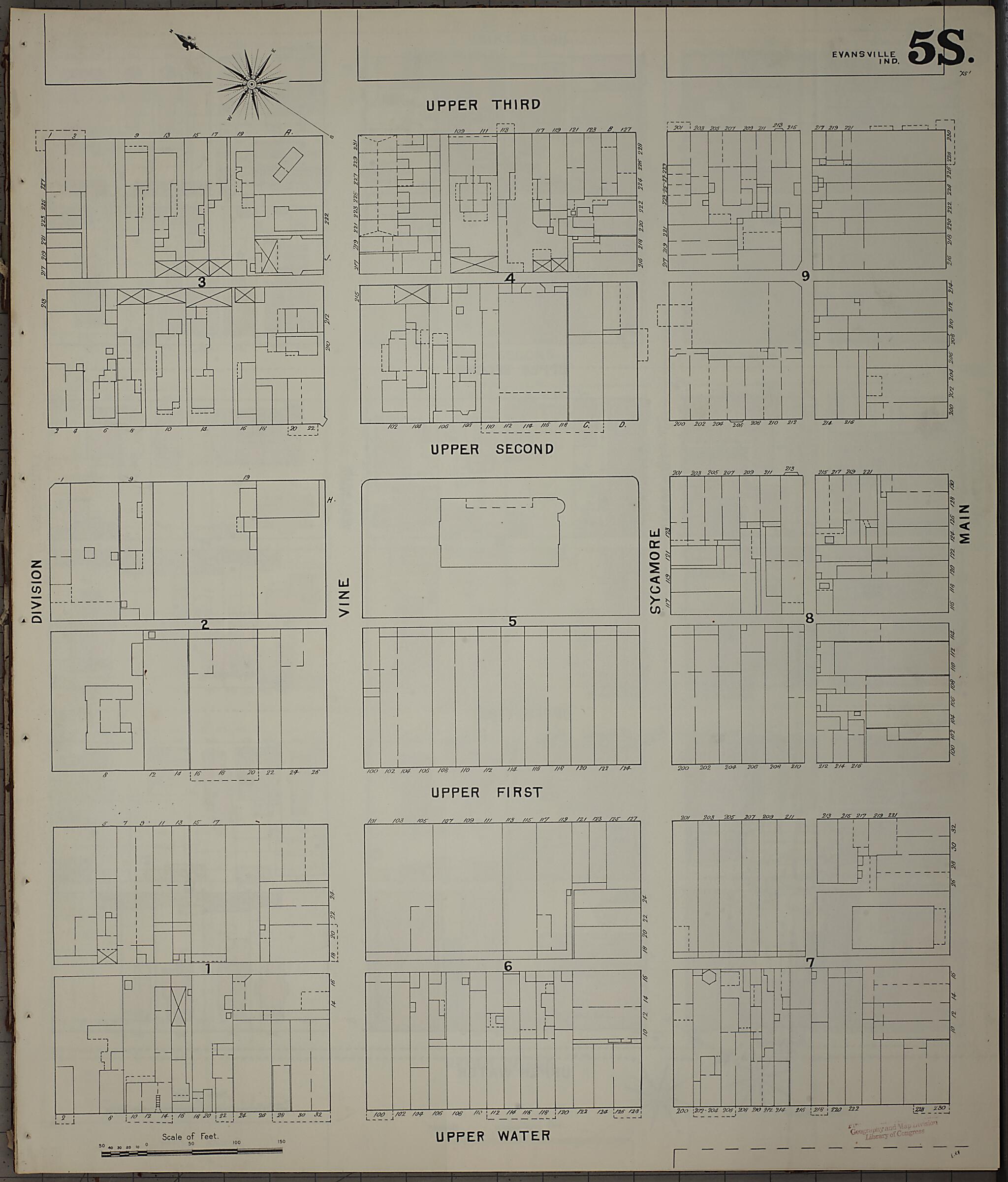 This old map of Evansville, Vanderburgh County, Indiana was created by Sanborn Map Company in 1895