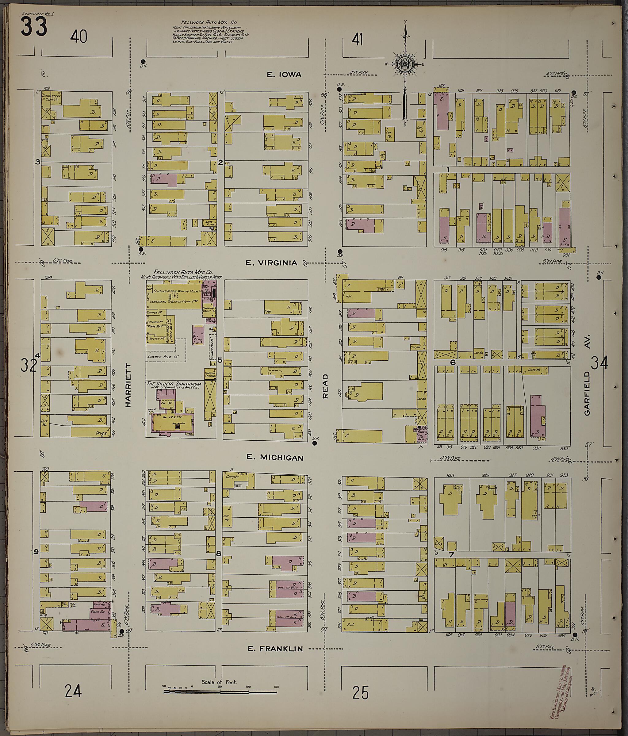 This old map of Evansville, Vanderburgh County, Indiana was created by Sanborn Map Company in 1910